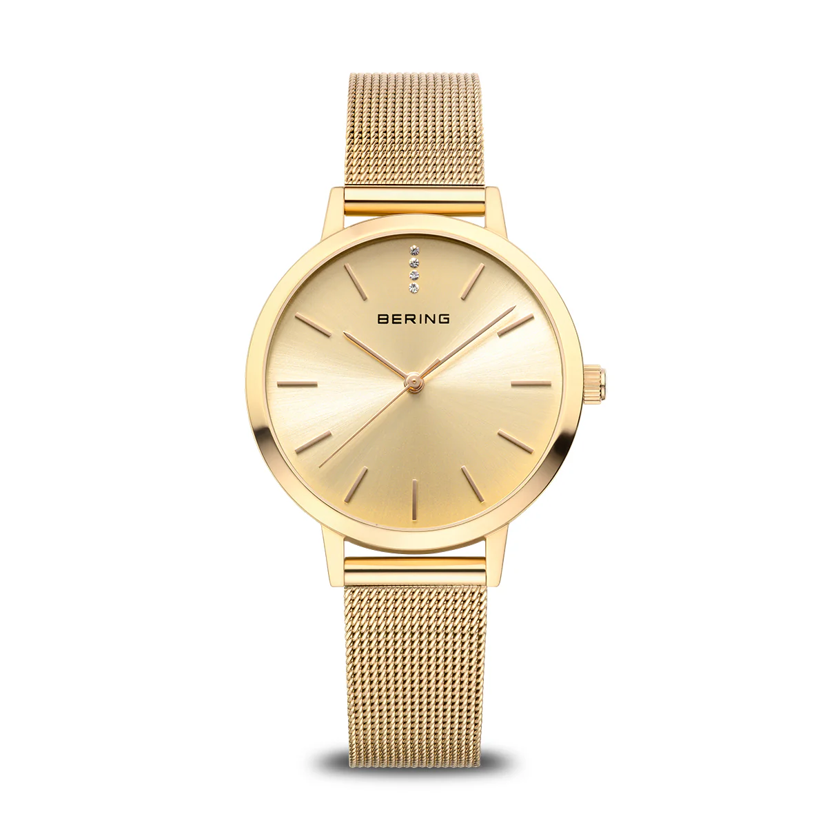 BERING - Solar ur m. guld skive, 34 mm - 13434-333