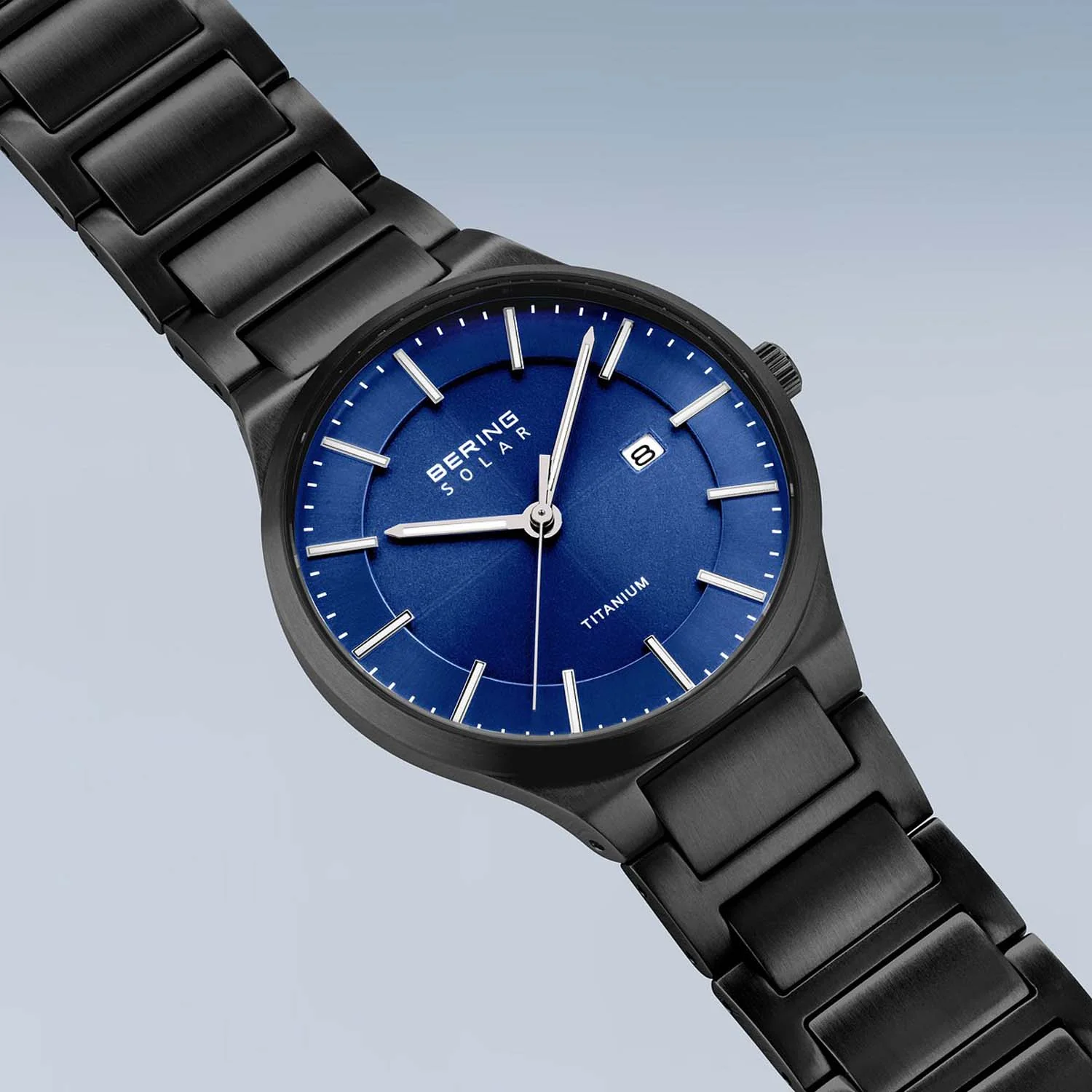 BERING - Titanium solar ur m. blå skive, 39 mm - 15239-727 - Image 5