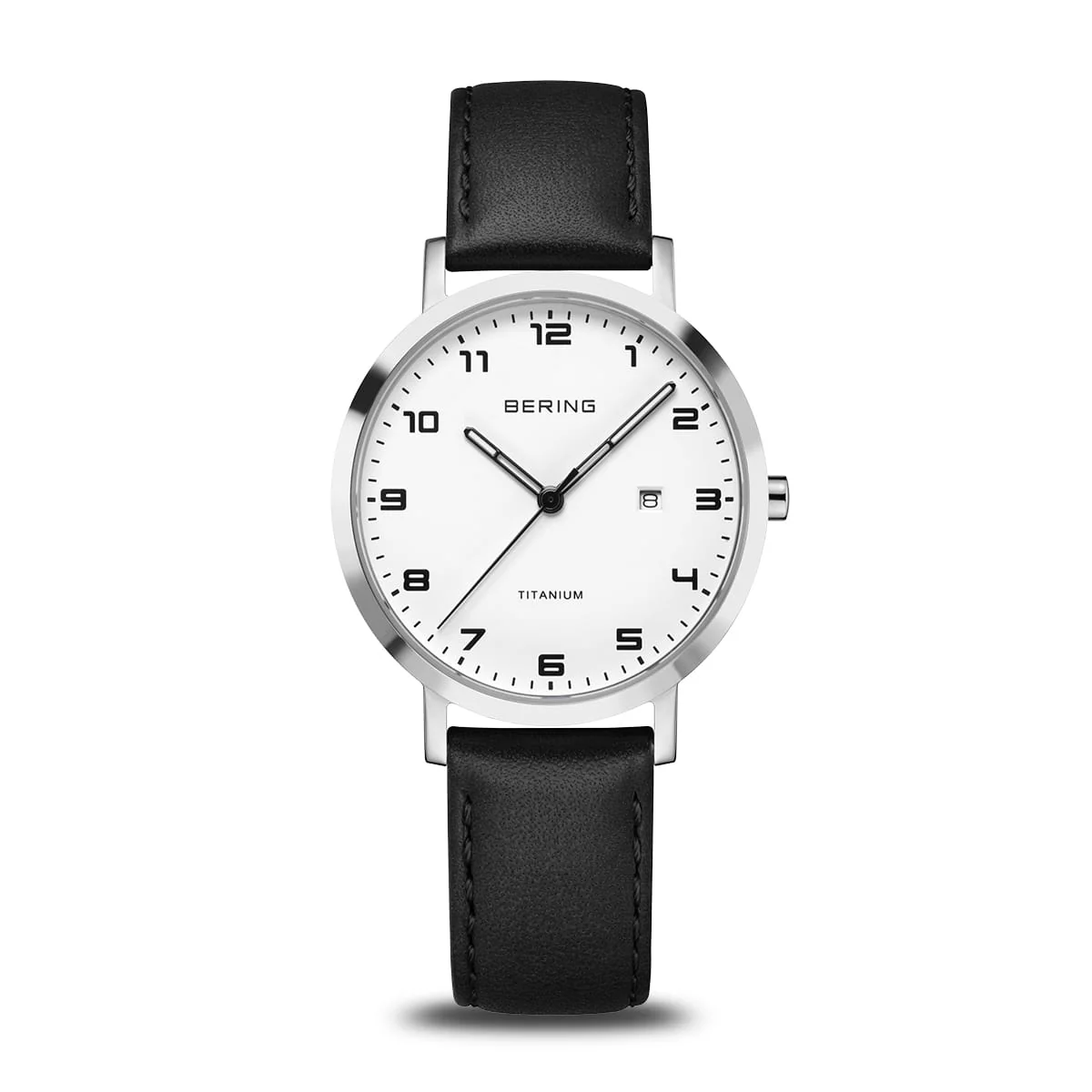BERING - Titanium ur m. hvid skive, 34x40 mm - 18634-404