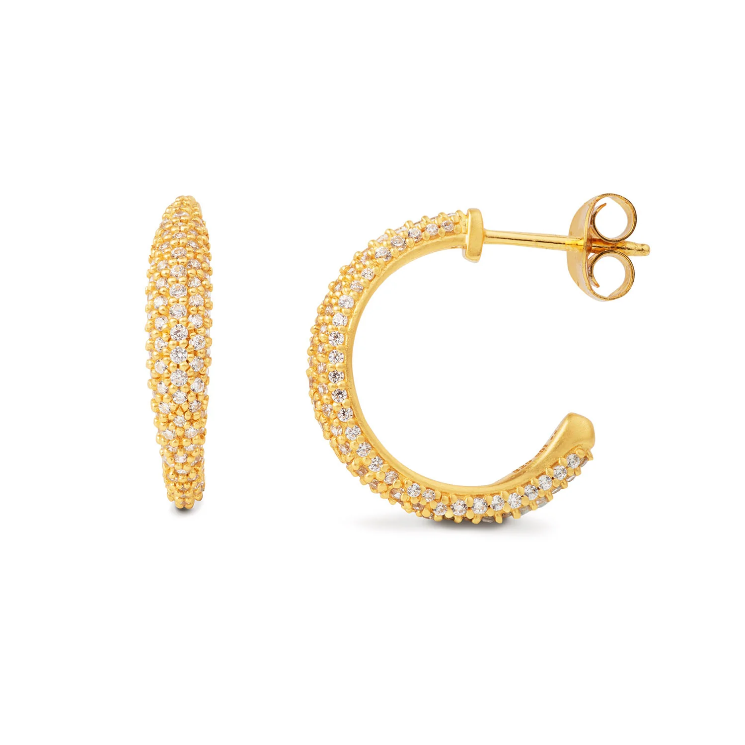 byBiehl - Ocean Flow Sparkle hoops, medium - forgyldt sølv