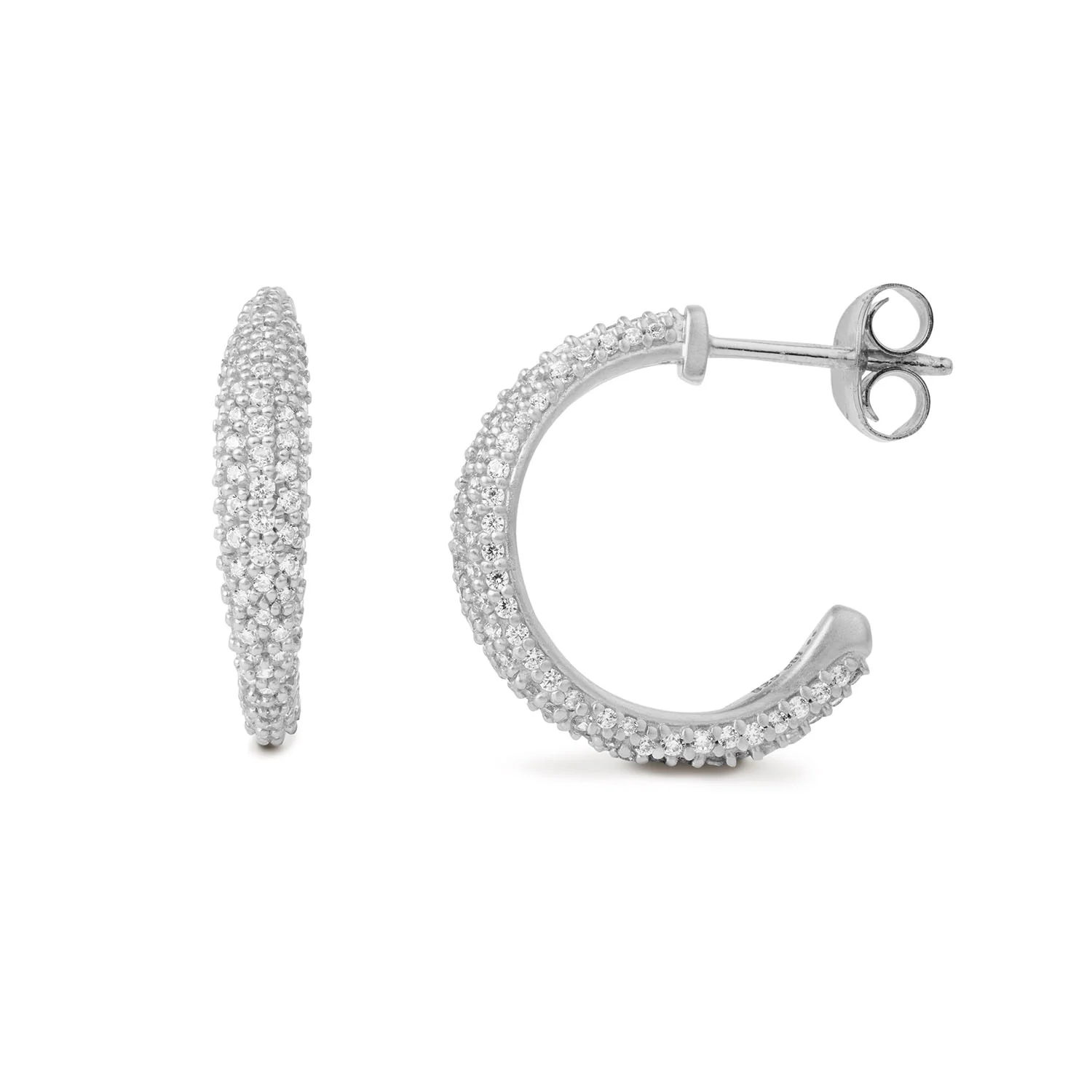 byBiehl - Ocean Flow Sparkle hoops, medium - sølv