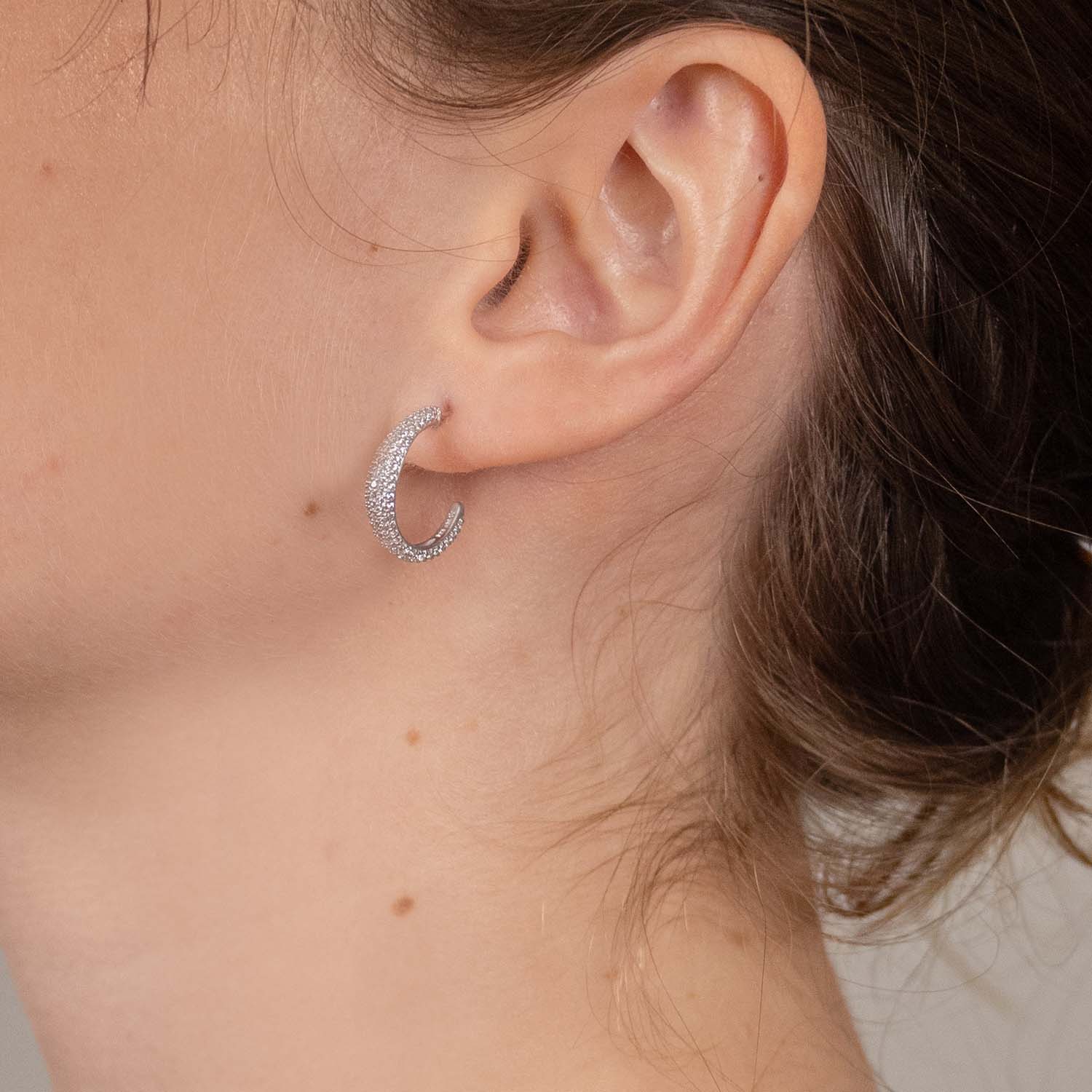 byBiehl - Ocean Flow Sparkle hoops, medium - sølv - Image 2