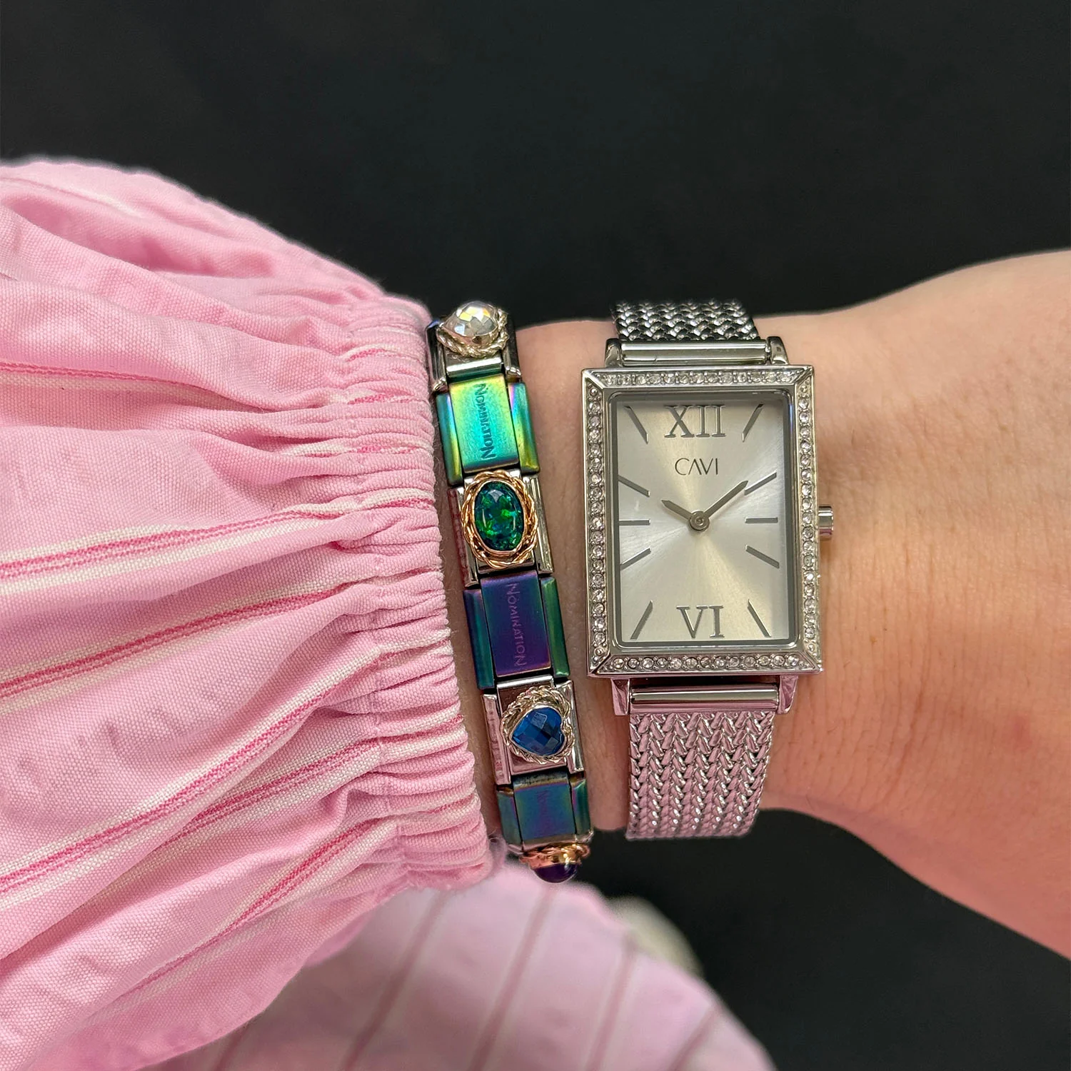 CAVI Watches - Cassiopeia m. mesh rem, 22x29 mm - Rustfrit stål - Image 4