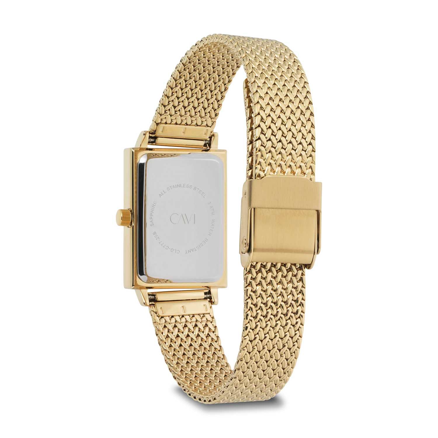 CAVI Watches - Cassiopeia m. mesh rem, sort/22x29 mm - Guld PVD rustfrit stål - Image 3