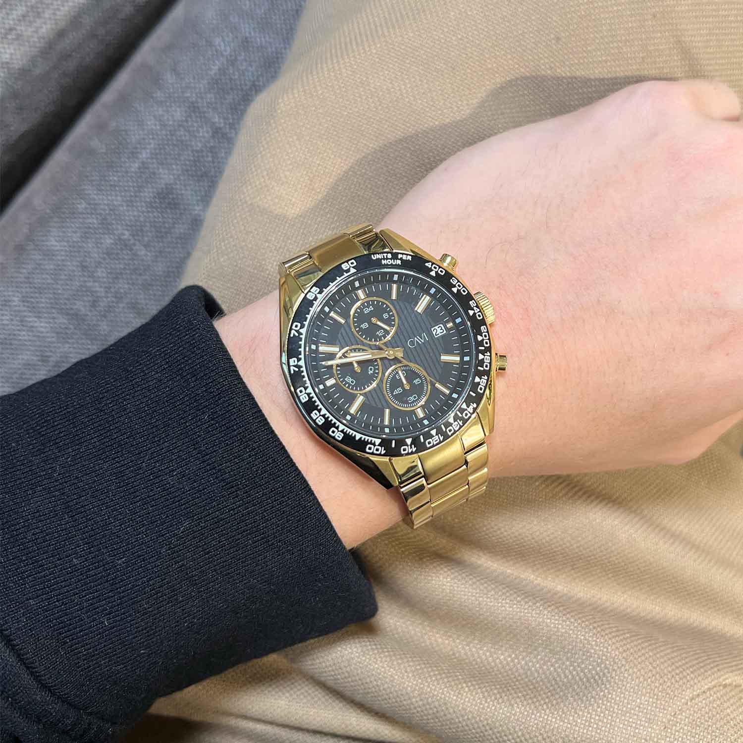 CAVI Watches - Castor Matt Black ur, 42 mm - Guld IPG rustfrit stål - Image 3