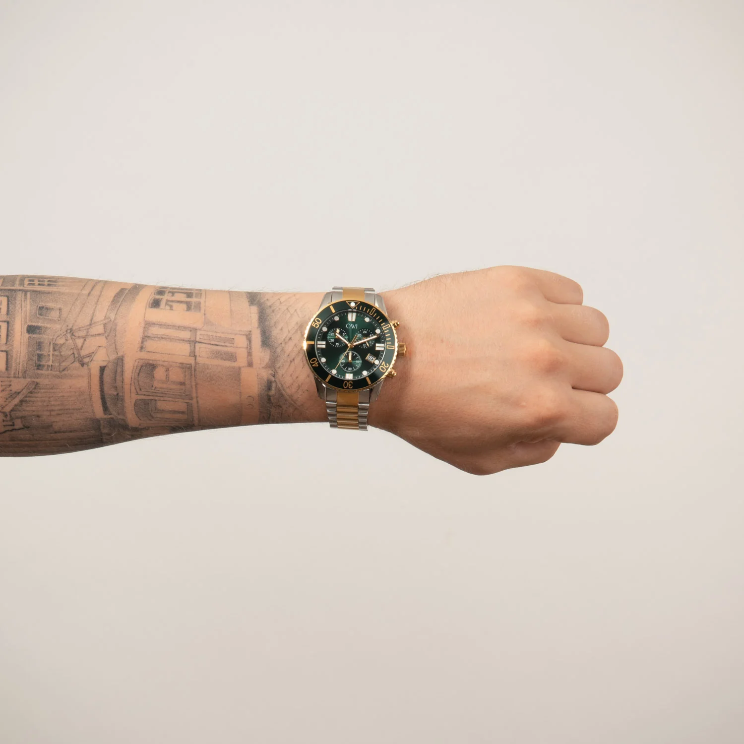 CAVI Watches - Helios Green ur, 43 mm - Bicolor rustfrit stål - Image 2