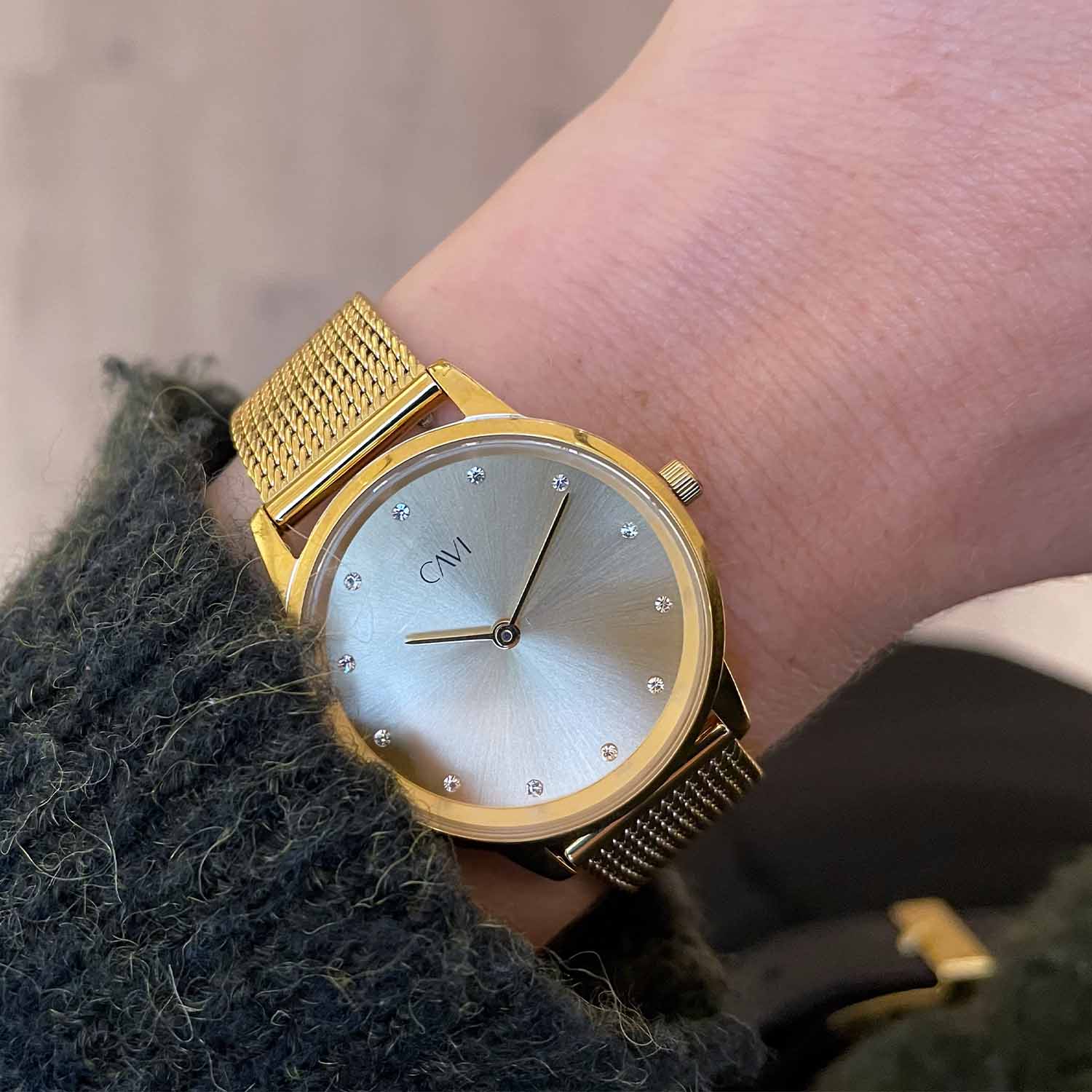 CAVI Watches - Hydra Silver Sunray ur, 32 mm - Guld IPG rustfrit stål - Image 3