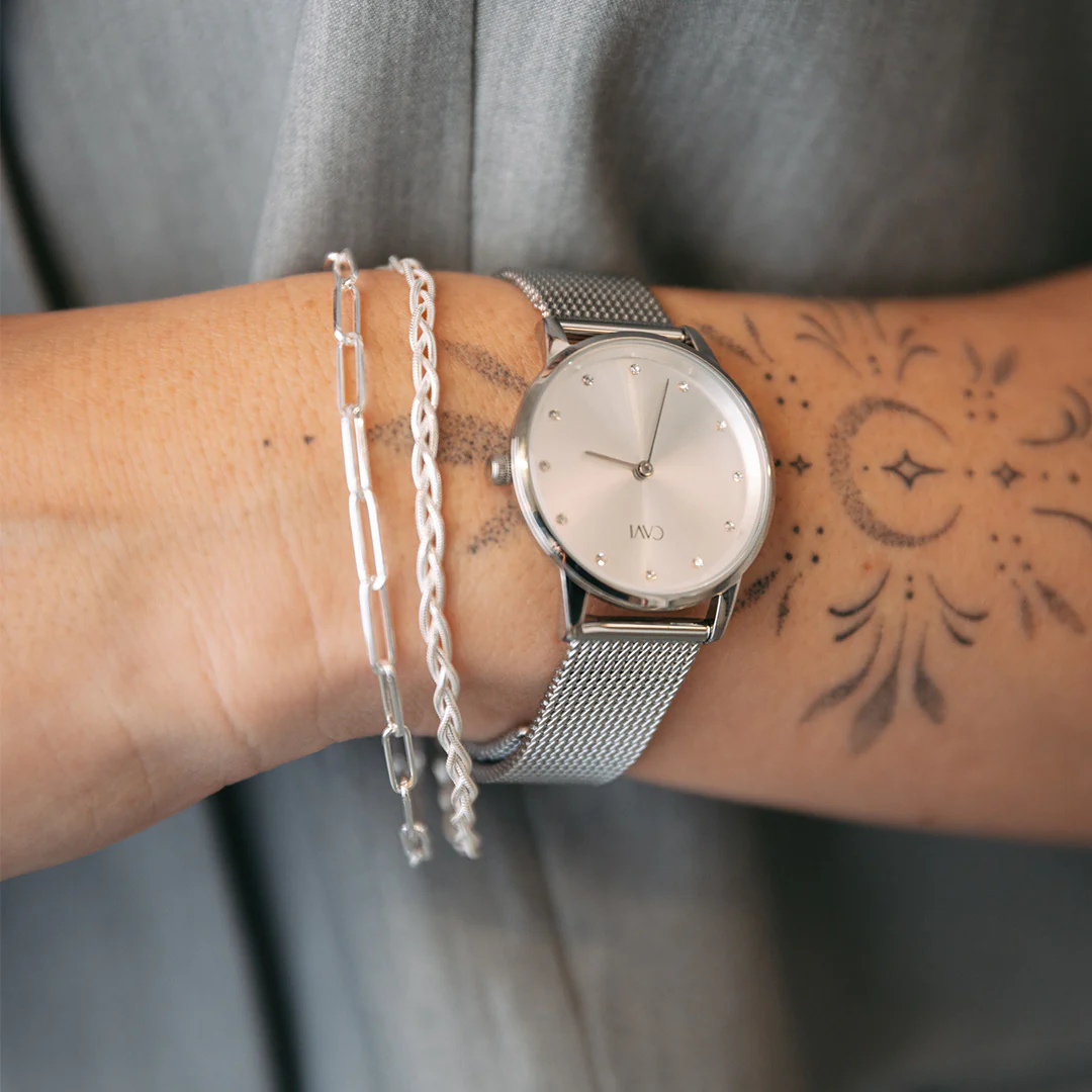 CAVI Watches - Hydra Silver Sunray ur, 32 mm - Rustfrit stål - Image 3