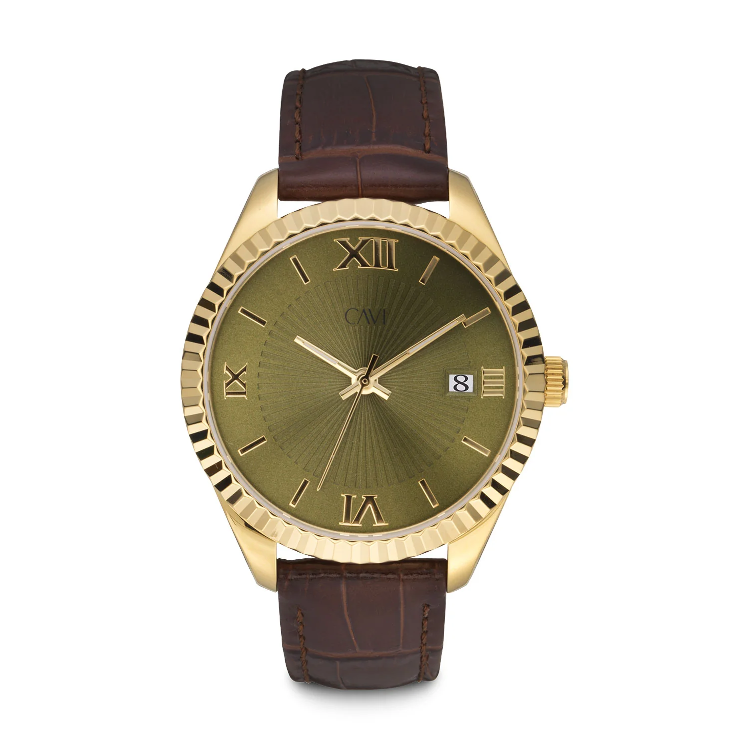 CAVI Watches - Izar Green Sunray ur, 38 mm - Guld IPG rustfrit stål