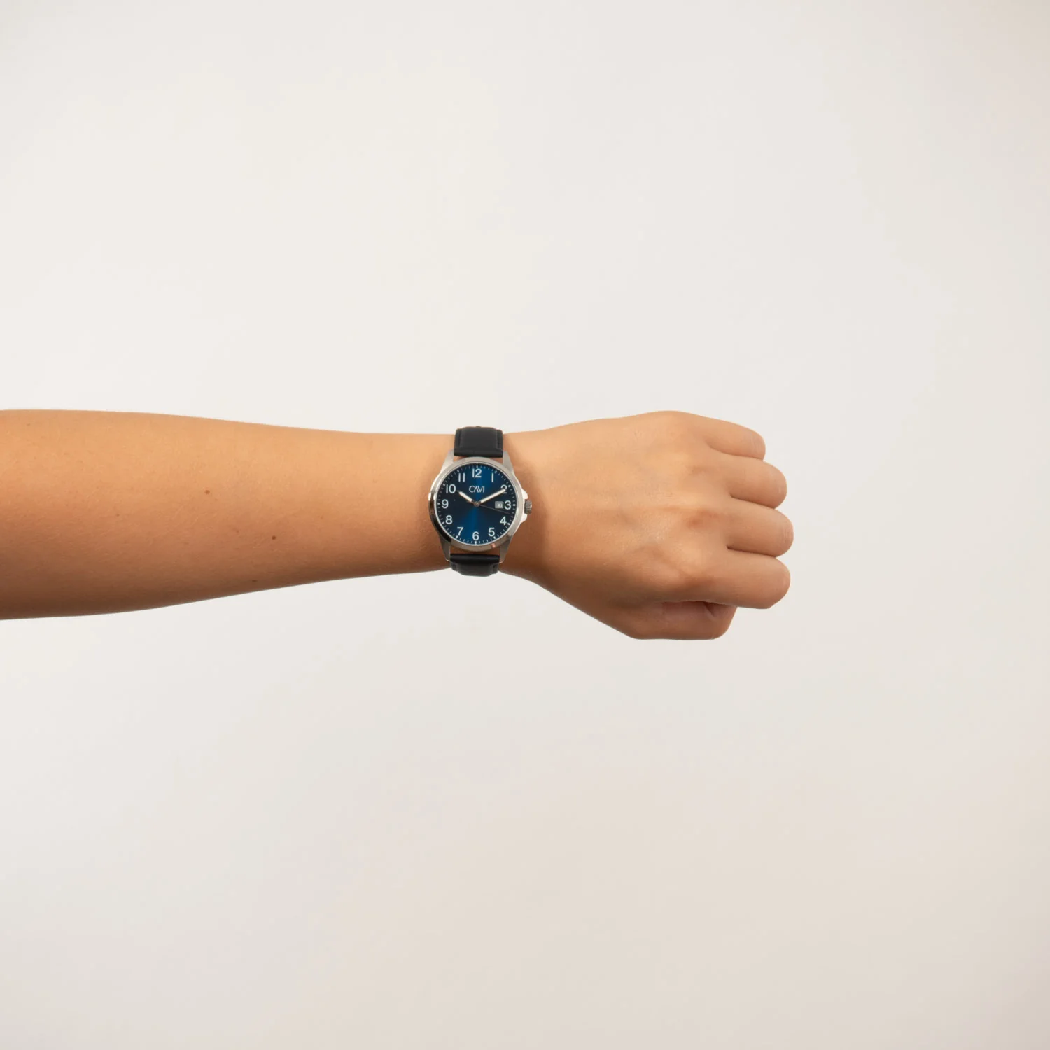 CAVI Watches - Leo ur m. sort rem, blue/39 mm - Rustfrit stål - Image 2