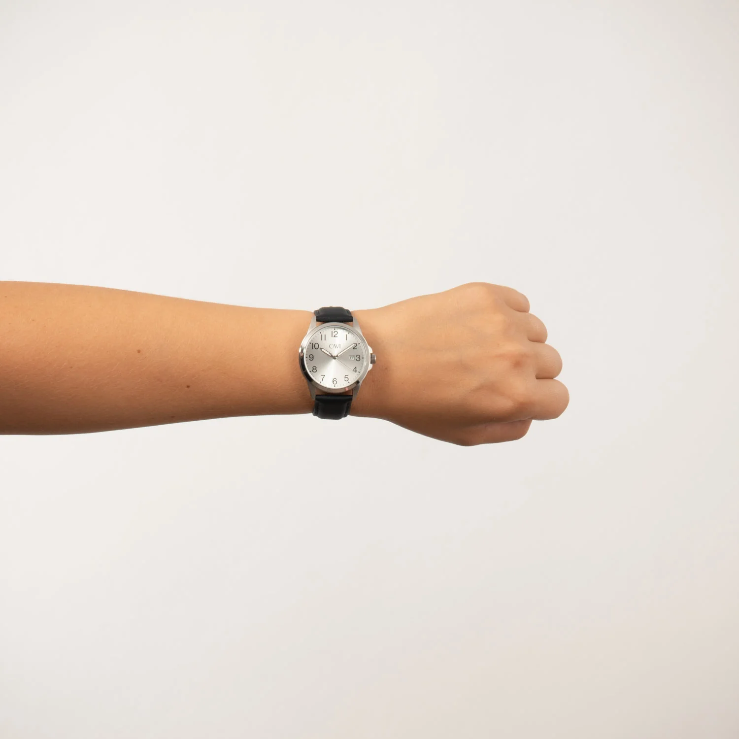 CAVI Watches - Leo ur m. sort rem, silver/39 mm - Rustfrit stål - Image 2