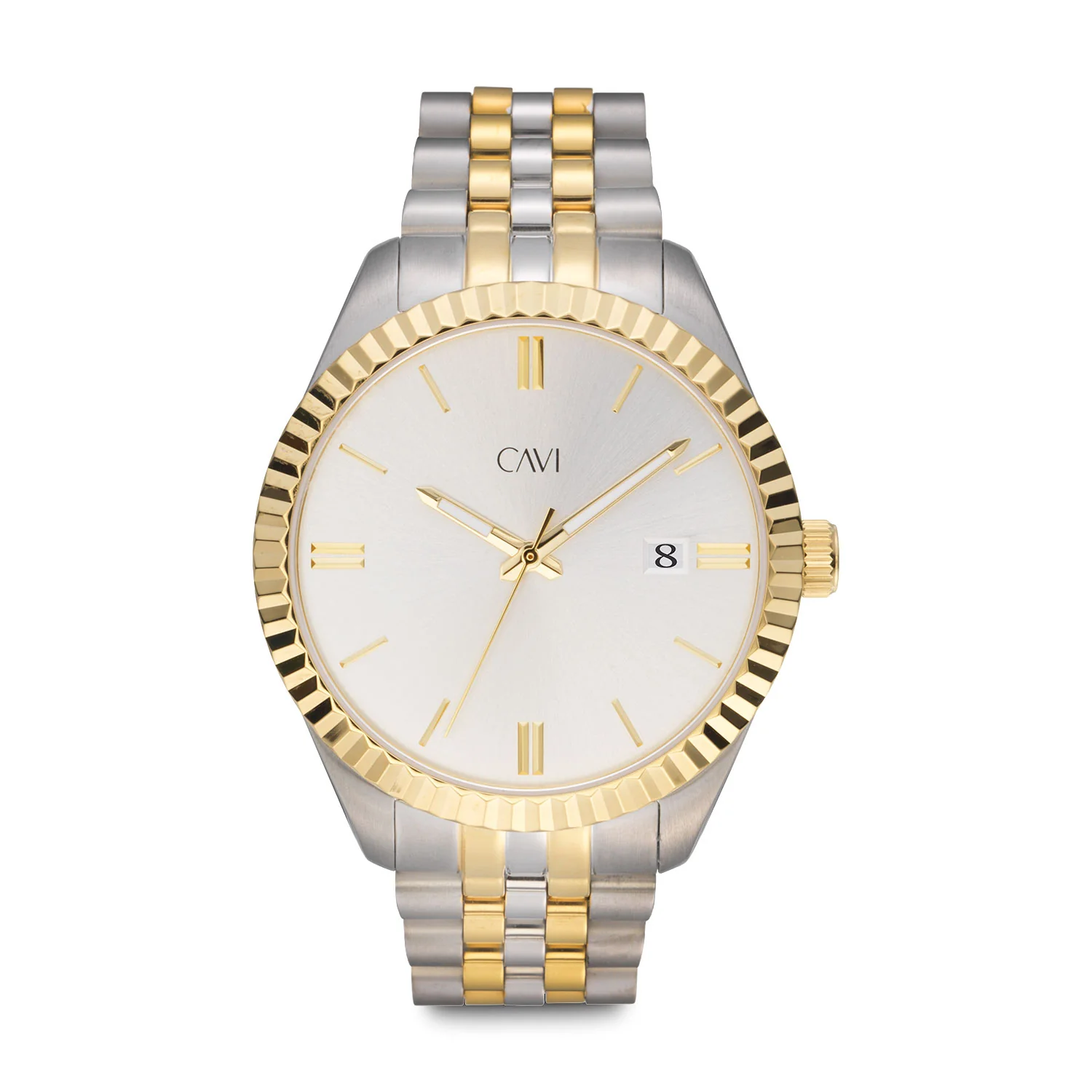CAVI Watches - Scutum Silver Sunray ur, 41 mm - Bicolor rustfrit stål