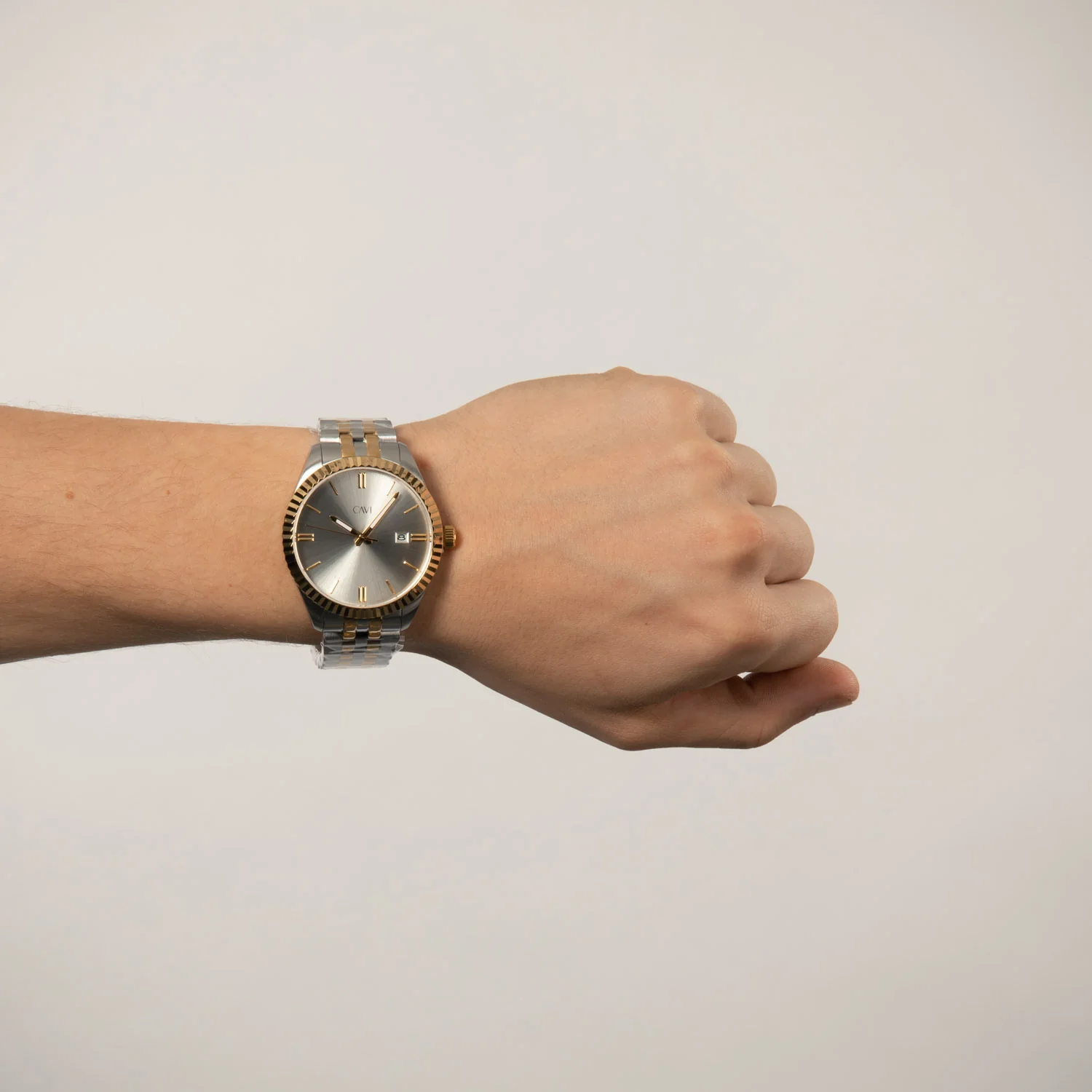 CAVI Watches - Scutum Silver Sunray ur, 41 mm - Bicolor rustfrit stål - Image 2