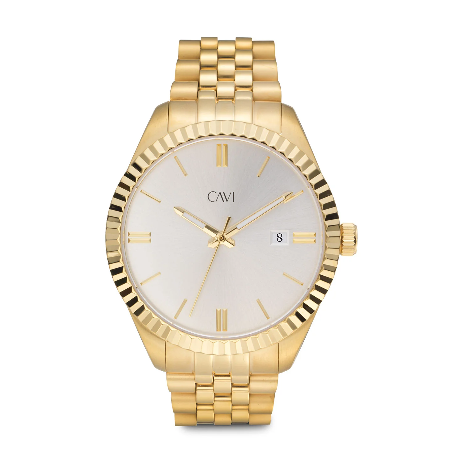 CAVI Watches - Scutum Silver Sunray ur, 41 mm - Guld IPG rustfrit stål
