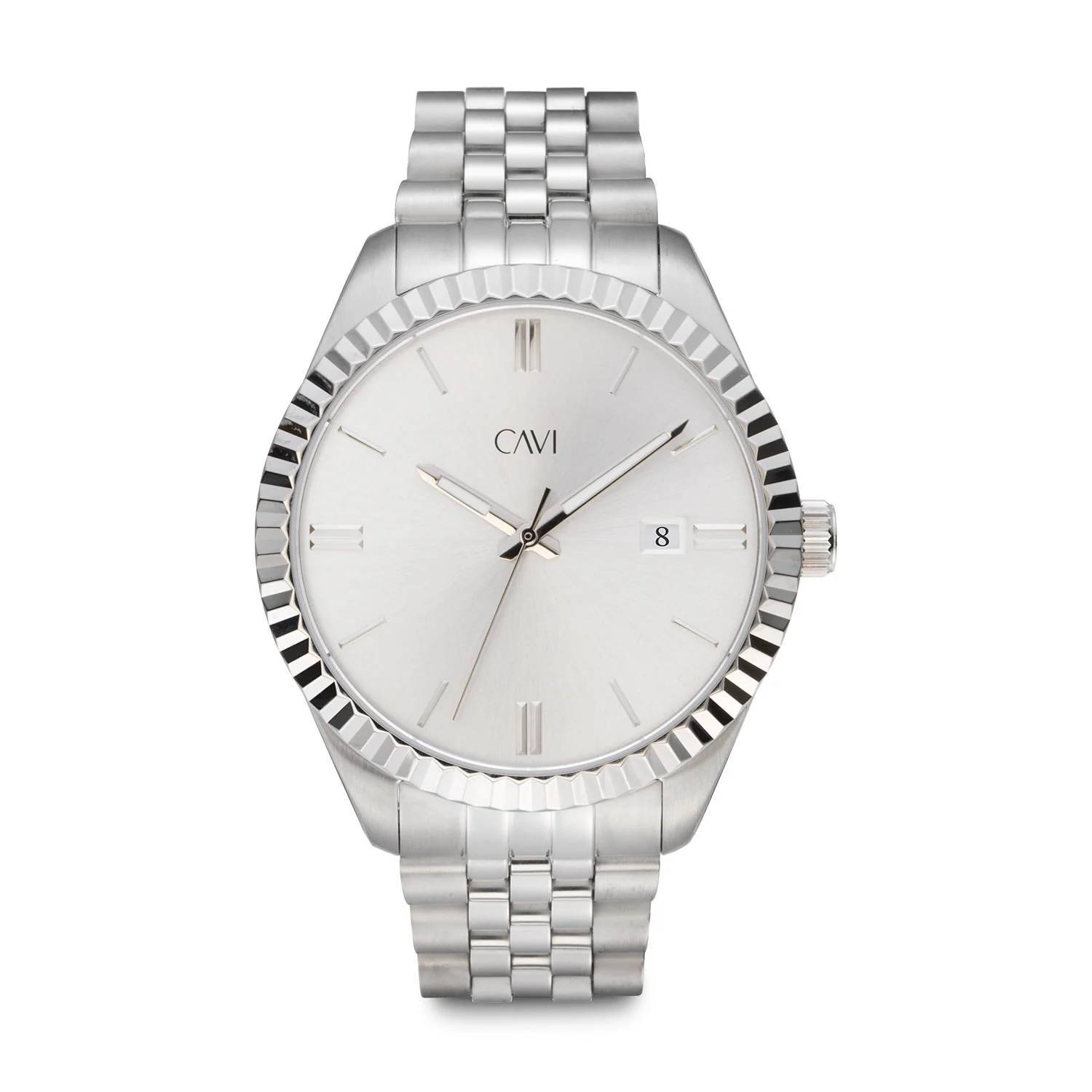 CAVI Watches - Scutum Silver Sunray ur, 41 mm - Rustfrit stål
