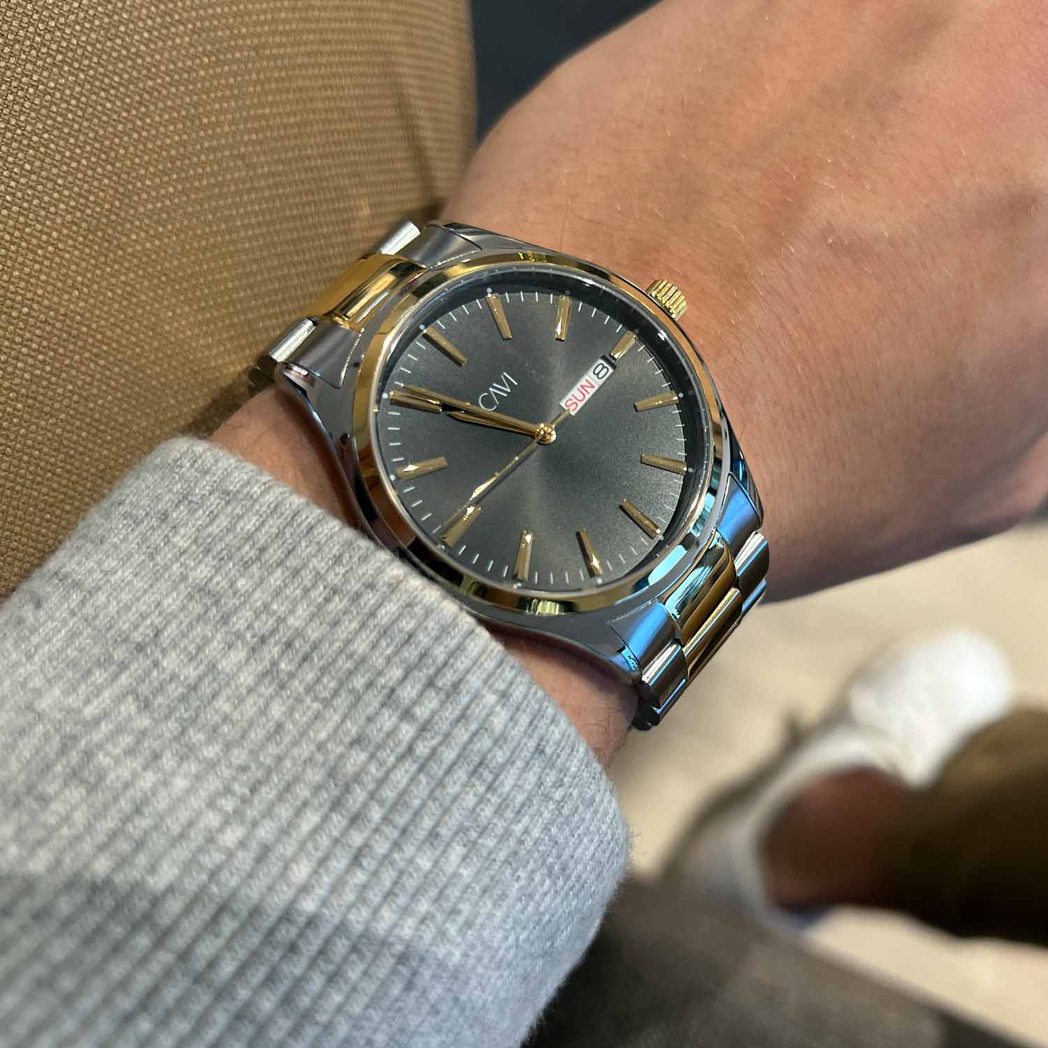 CAVI Watches - Toliman Black Sunray ur, 41 mm - Bicolor rustfrit stål - Image 3