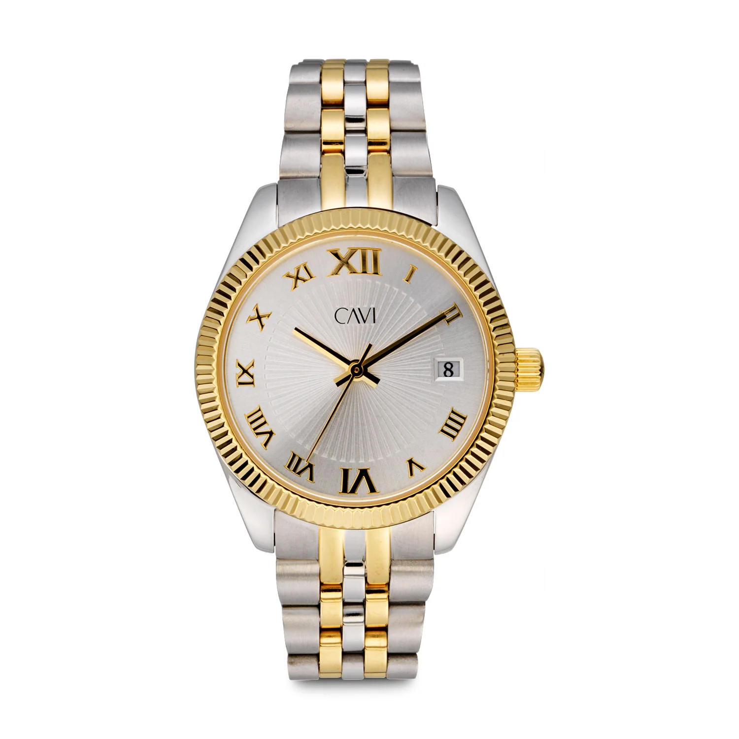 CAVI Watches - Vela Silver Sunray ur, 32,5 mm - Bicolor rustfrit stål