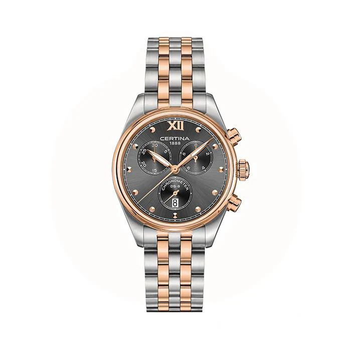 Certina - DS-8 Chronograph Lady COSC Dameur - bicolor stål C0332342208800