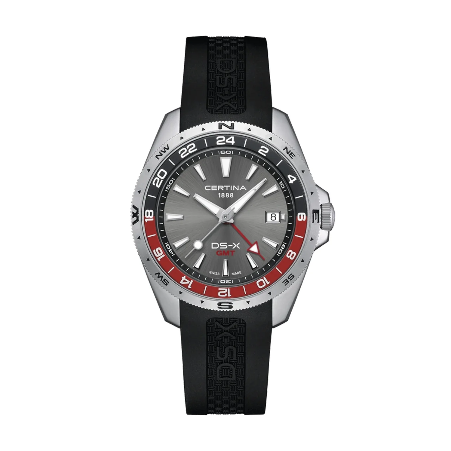 Certina - DS-X GMT m. sort gummirem, 41 mm - C0474521708101