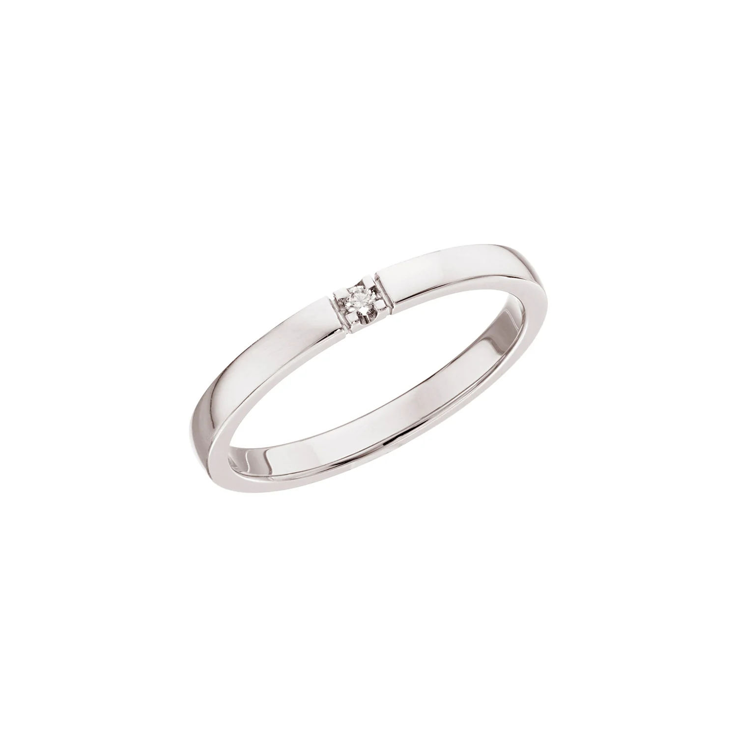 Diamond Collection - Alliancering m/blød kant, 1x0,02 ct. tw/si - 14 karat hvidguld, 0299HV
