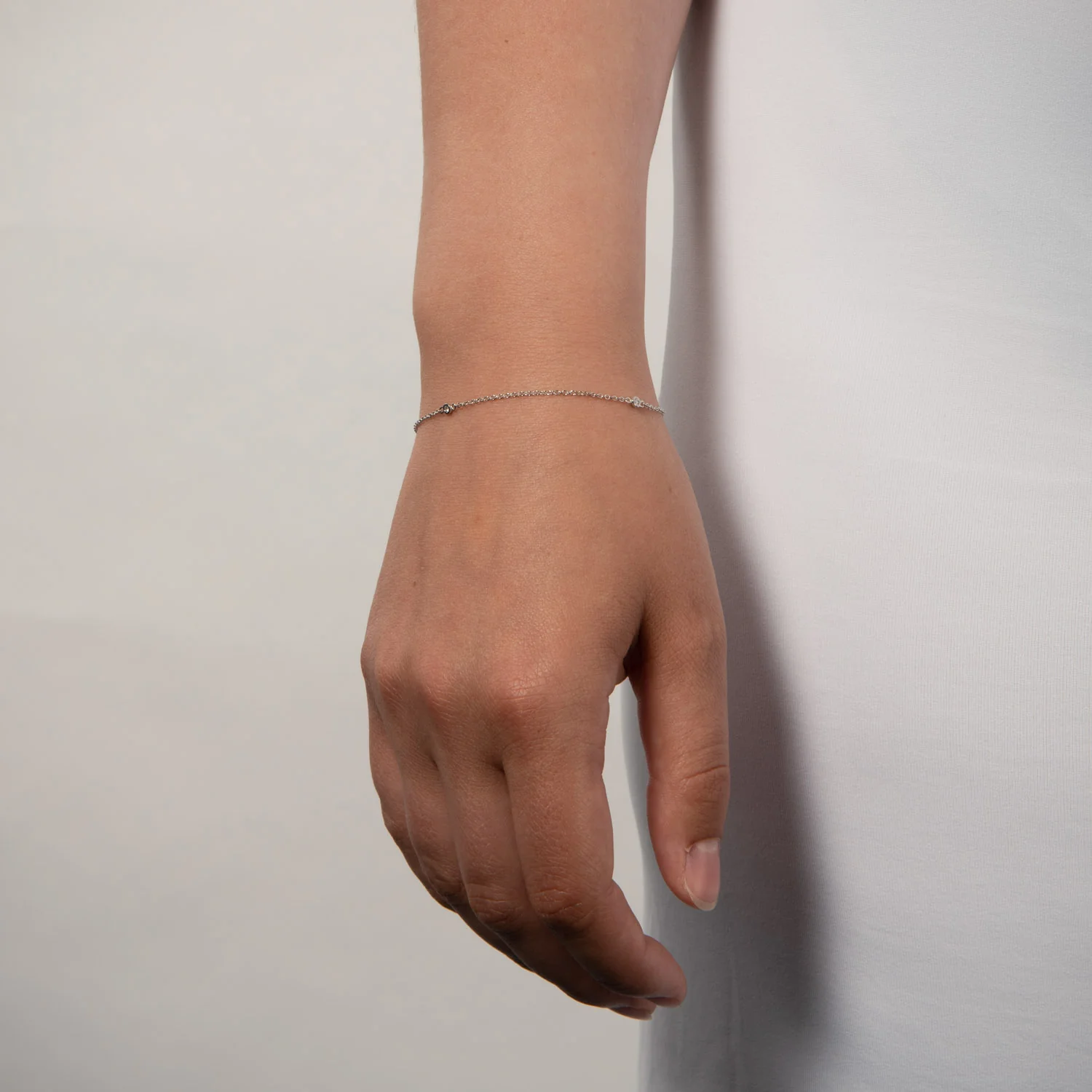 Diamond Collection - Armbånd, 0,09 ct. w/si, 19 cm - 14 kt. hvidguld - Image 2