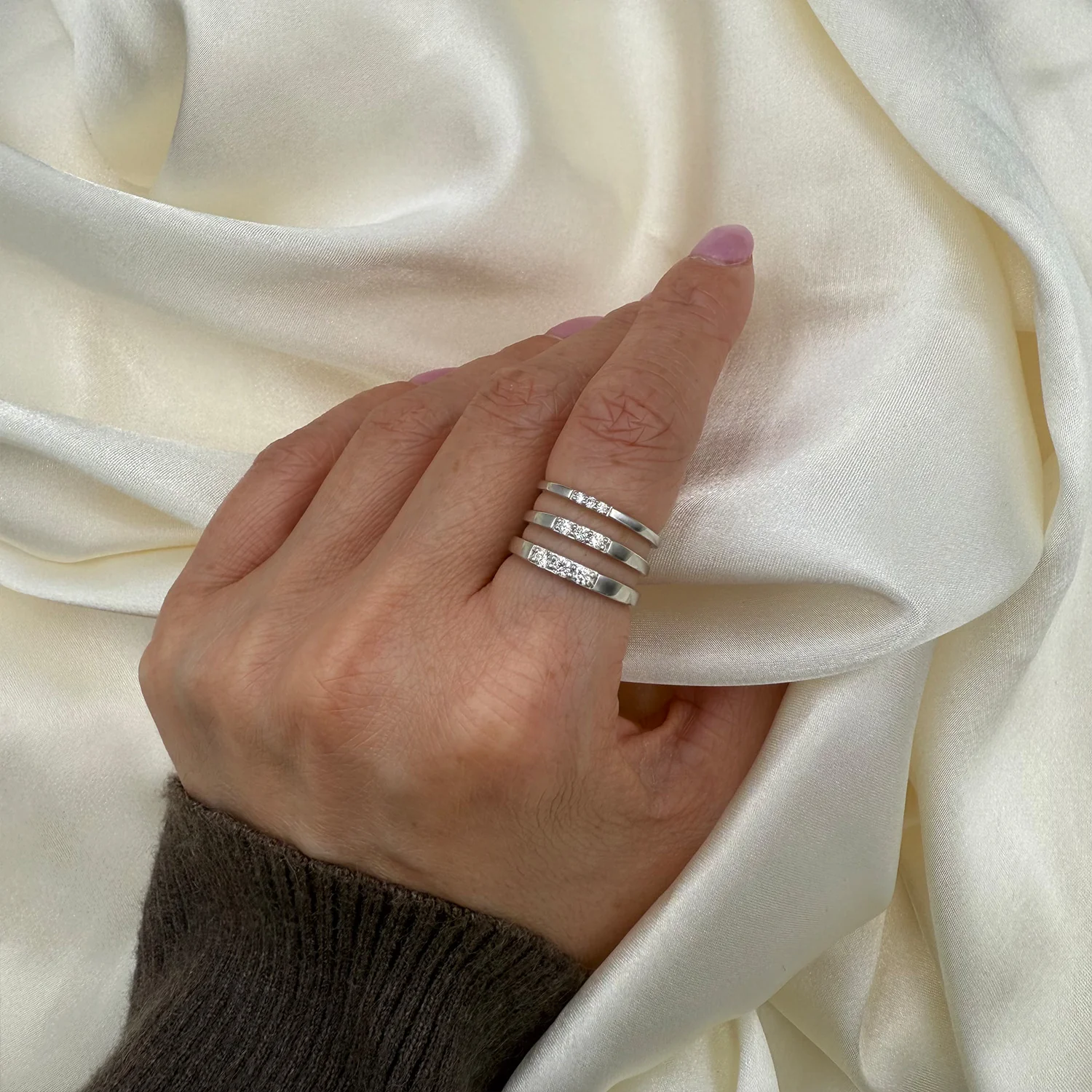 Diamond Collection - Ring, 3x0,046 ct. w/si - 14 kt. hvidguld - Image 3
