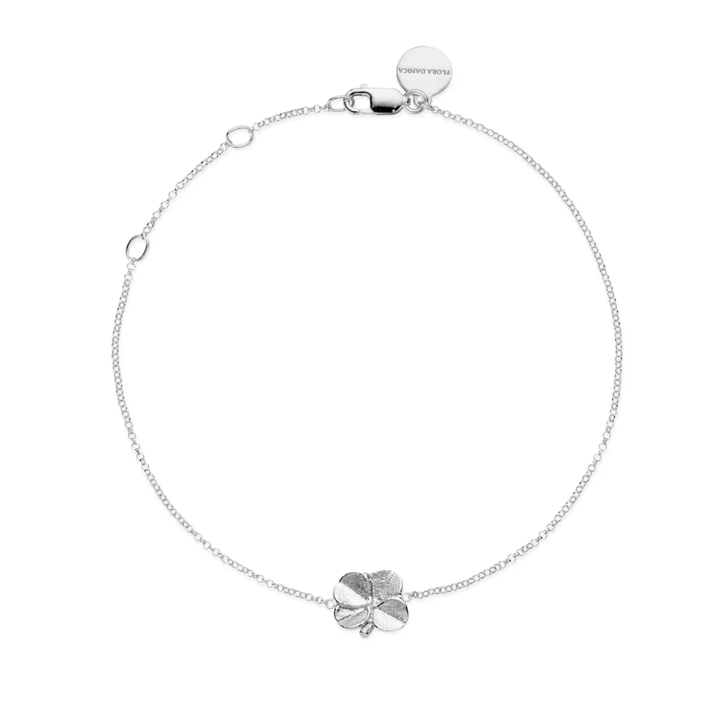 Flora Danica - Firkløver armbånd, 16-19,5 cm - Sølv