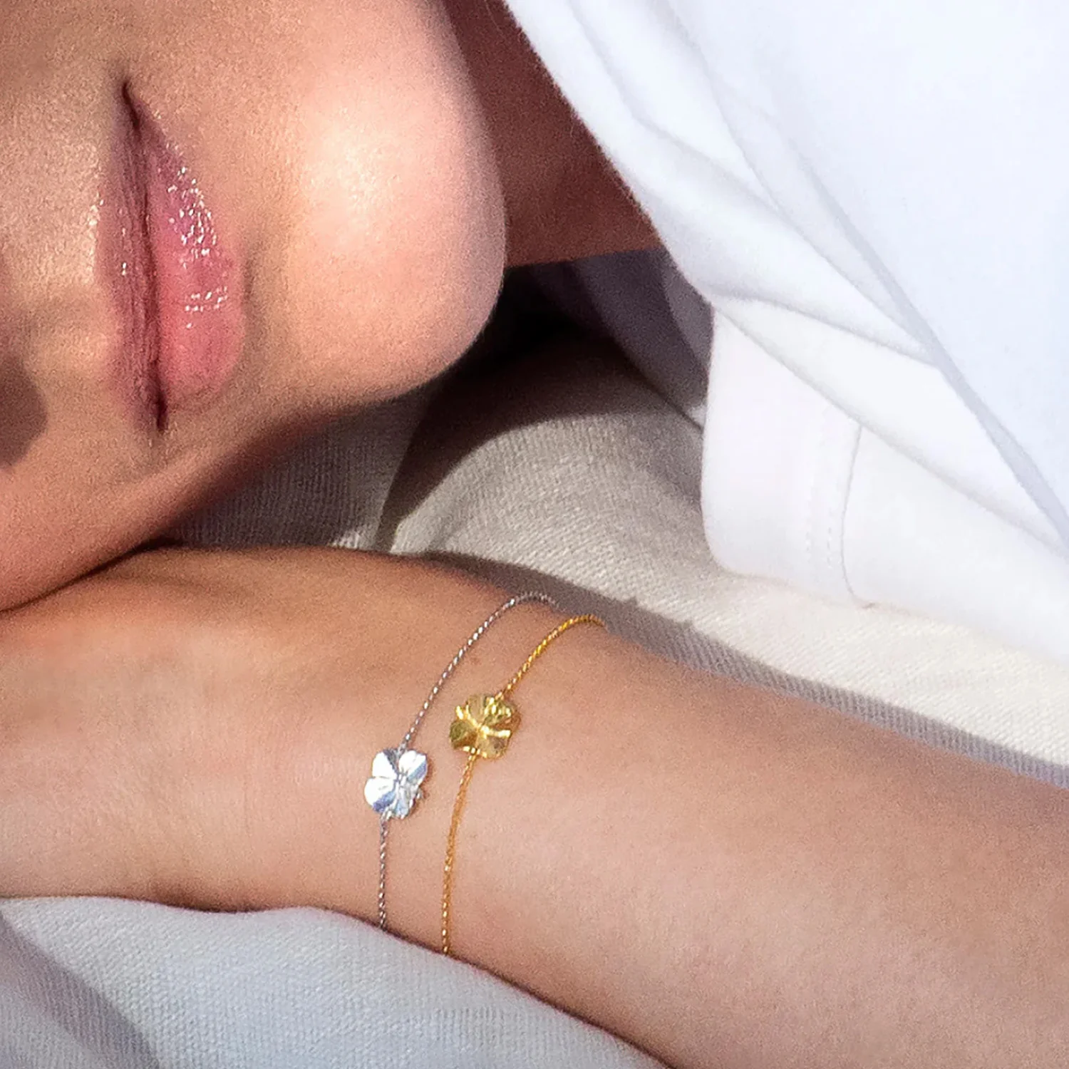 Flora Danica - Firkløver armbånd, 16-19,5 cm - Sølv - Image 6
