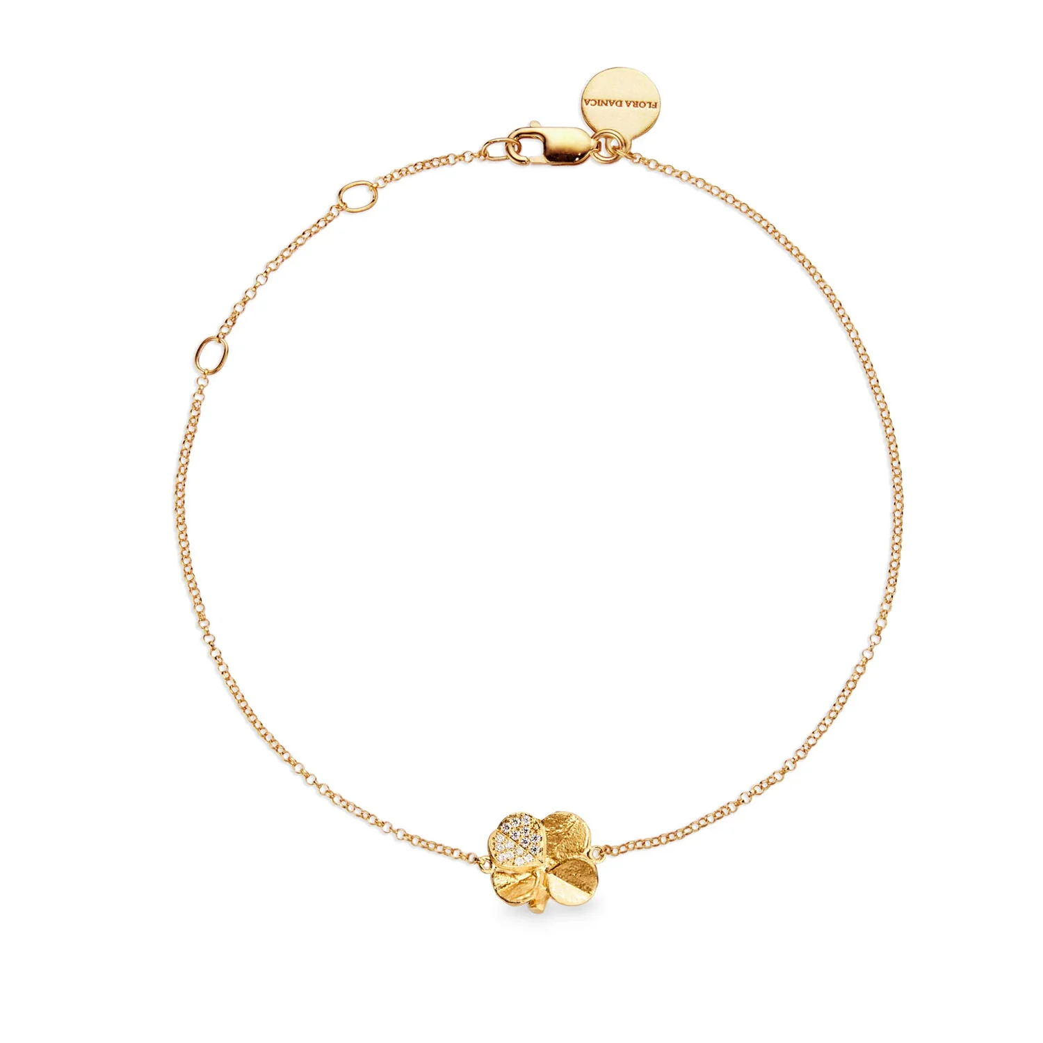Flora Danica - Firkløver Pavé armbånd - FLC-BR-G-PAVE