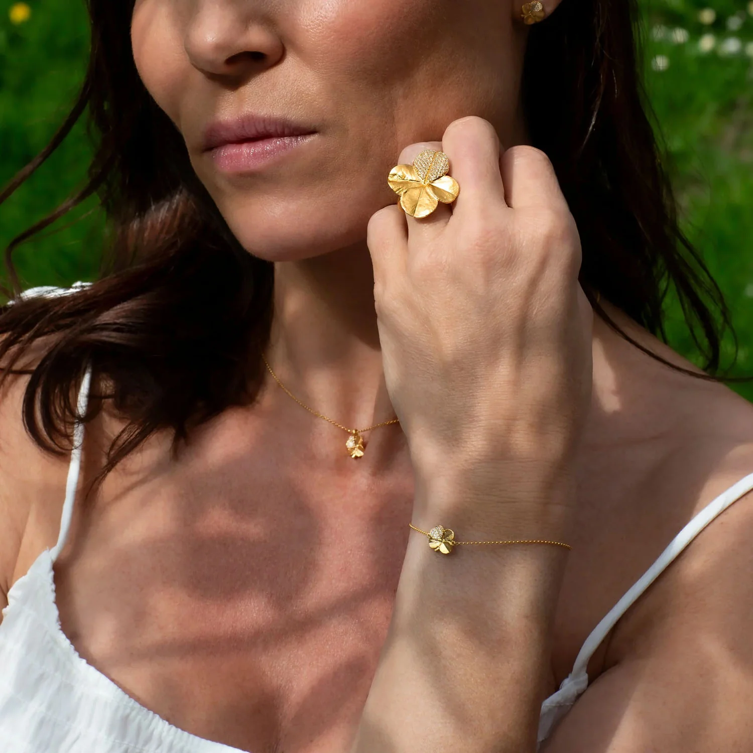 Flora Danica - Firkløver Pavé armbånd - FLC-BR-G-PAVE - Image 2