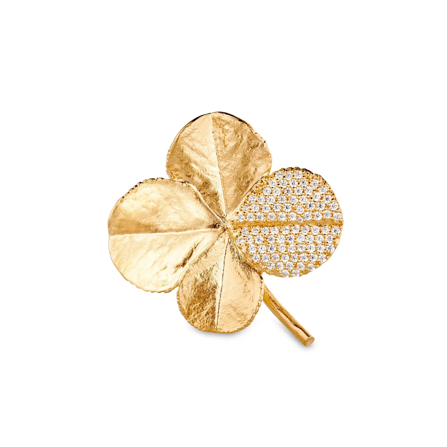Flora Danica - Firkløver Pavé broche - FLC-BRO-G-PAVE