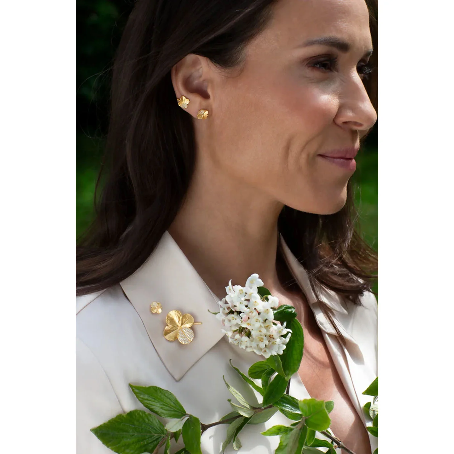 Flora Danica - Firkløver Pavé ørestikker - FLC-STPC-G-PAVE - Image 4