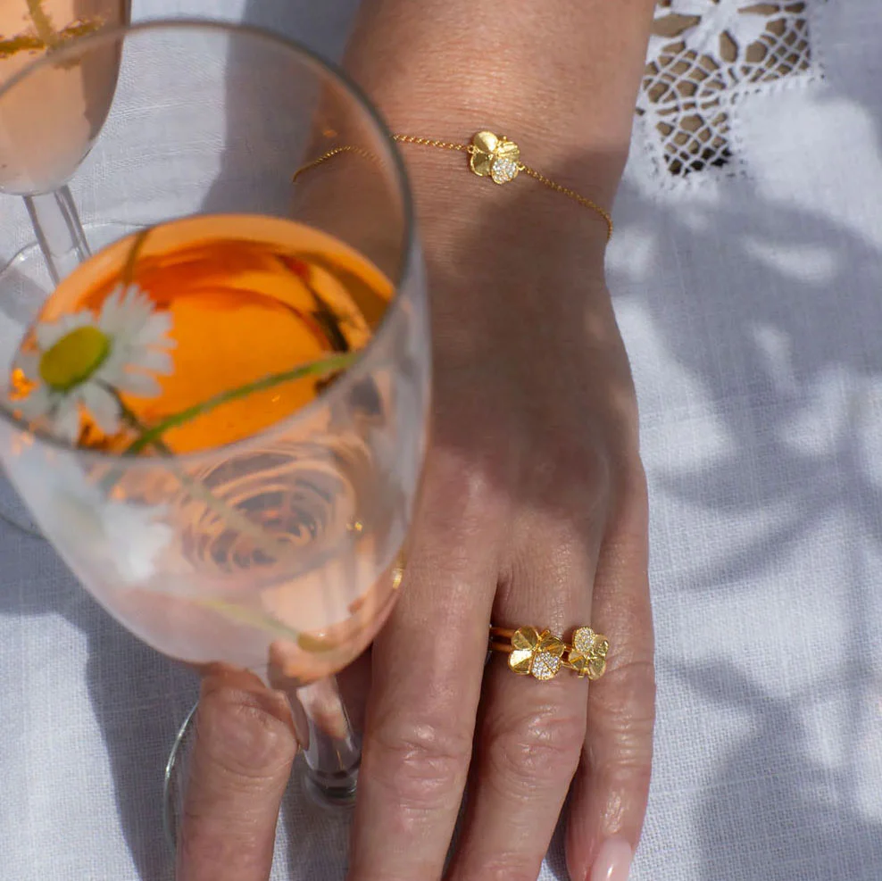 Flora Danica - Firkløver Pavé ring - FLC-RI-G-PAVE - Image 2