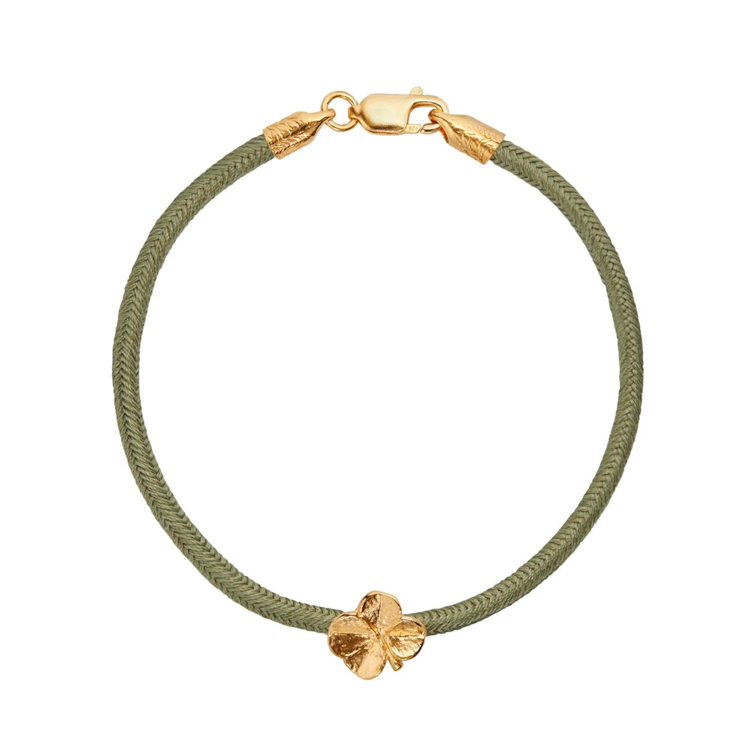 Flora Danica - Firkløver silkearmbånd, oliven - FLC-SILK-OLIVE-G
