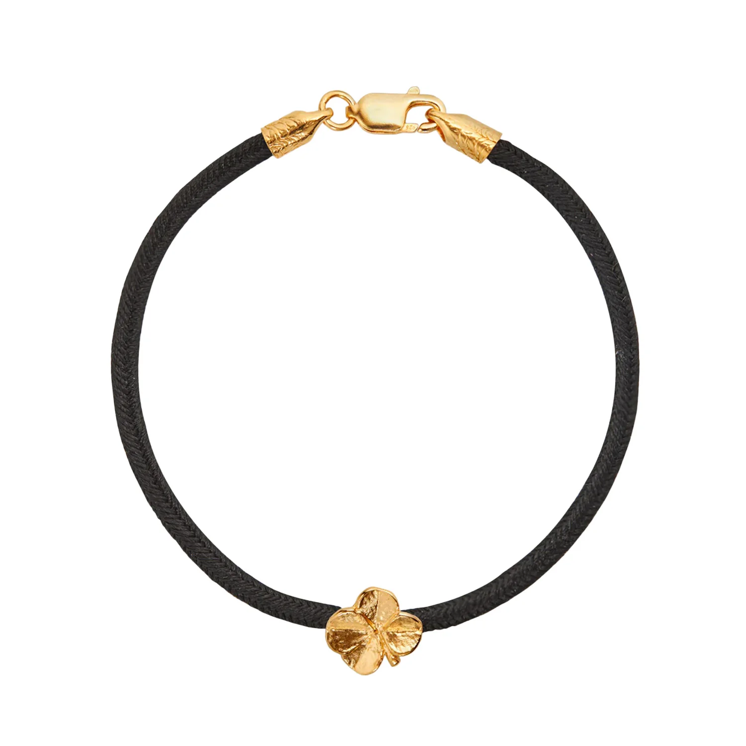 Flora Danica - Firkløver silkearmbånd, sort - FLC-SILK-BLACK-G