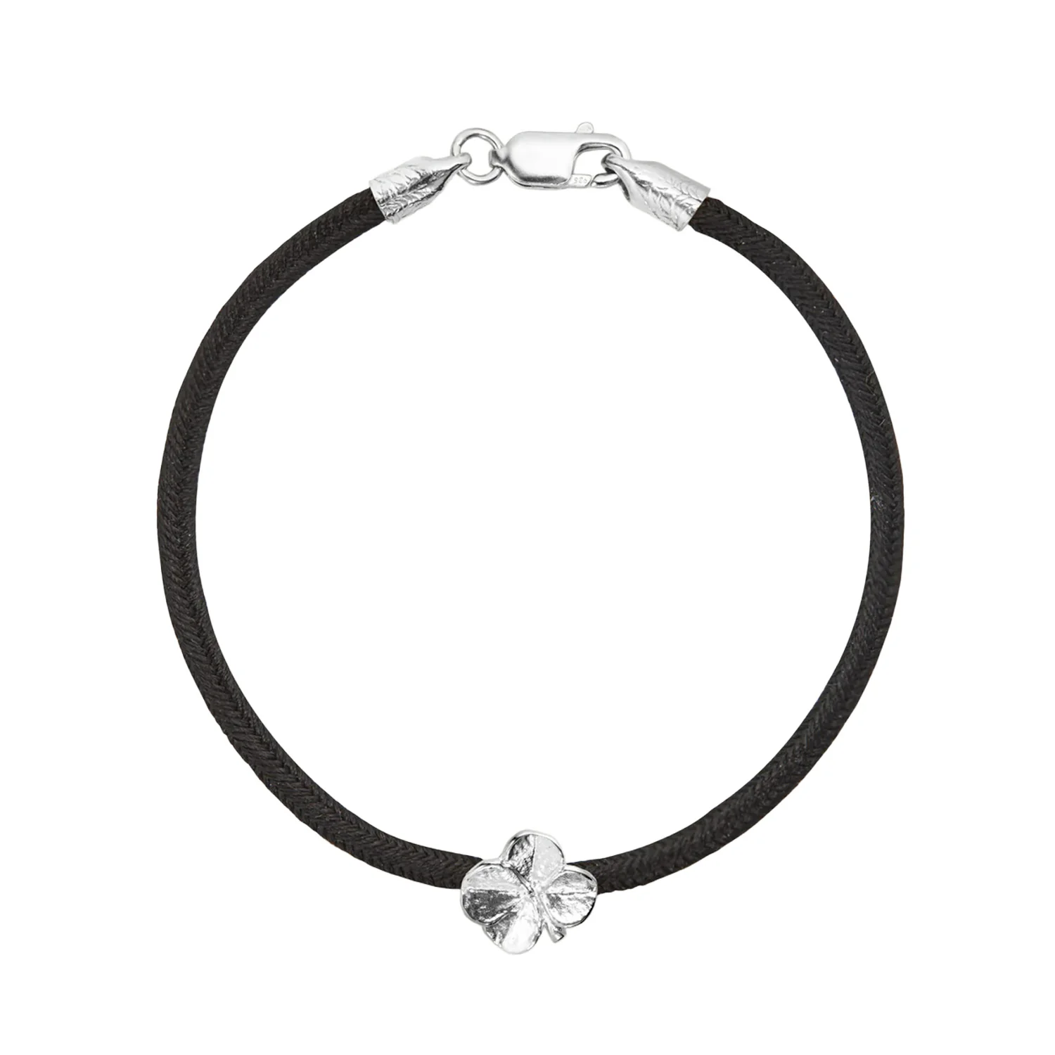 Flora Danica - Firkløver silkearmbånd, sort - FLC-SILK-BLACK-S