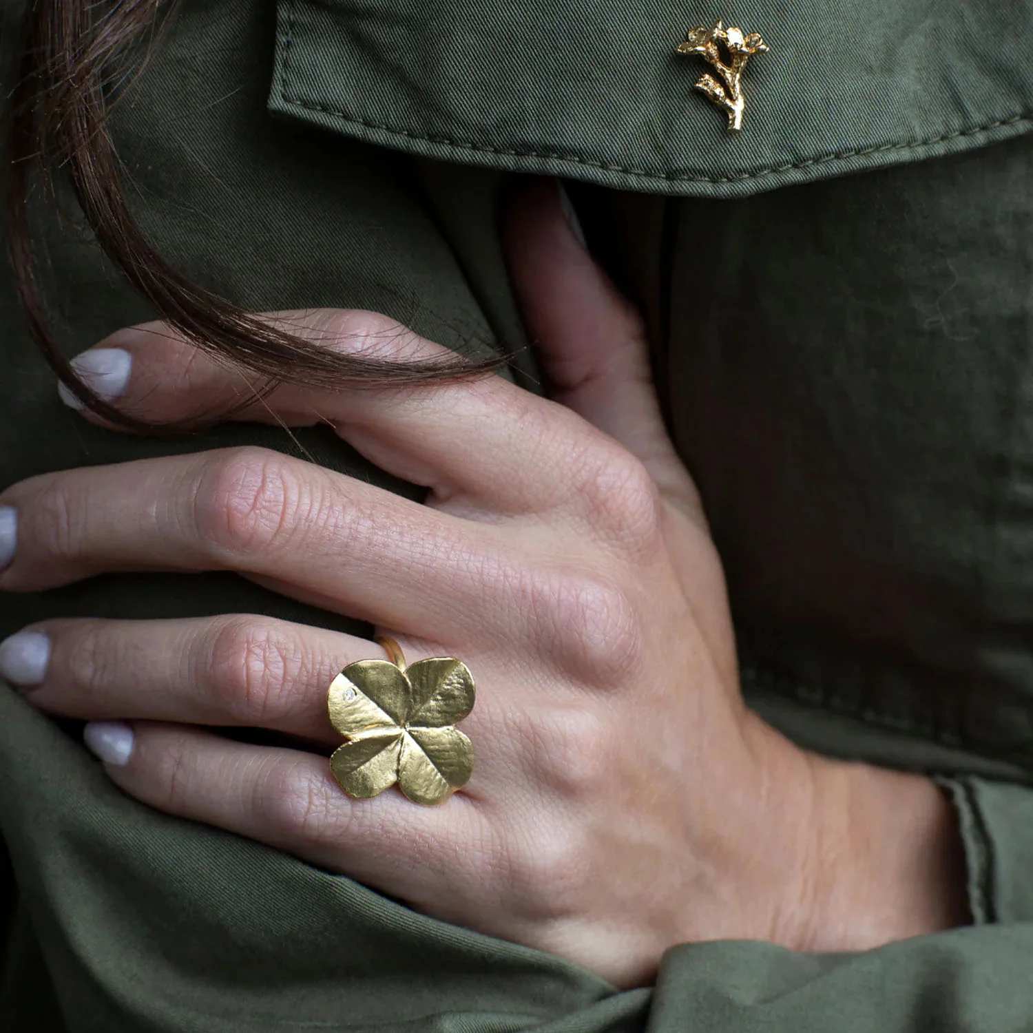 Flora Danica - Firkløver Statement ring - FLC-STRI-G - Image 6