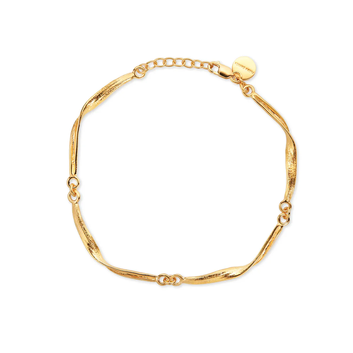 Flora Danica - Græs armbånd, 17-19 cm - Forgyldt sølv