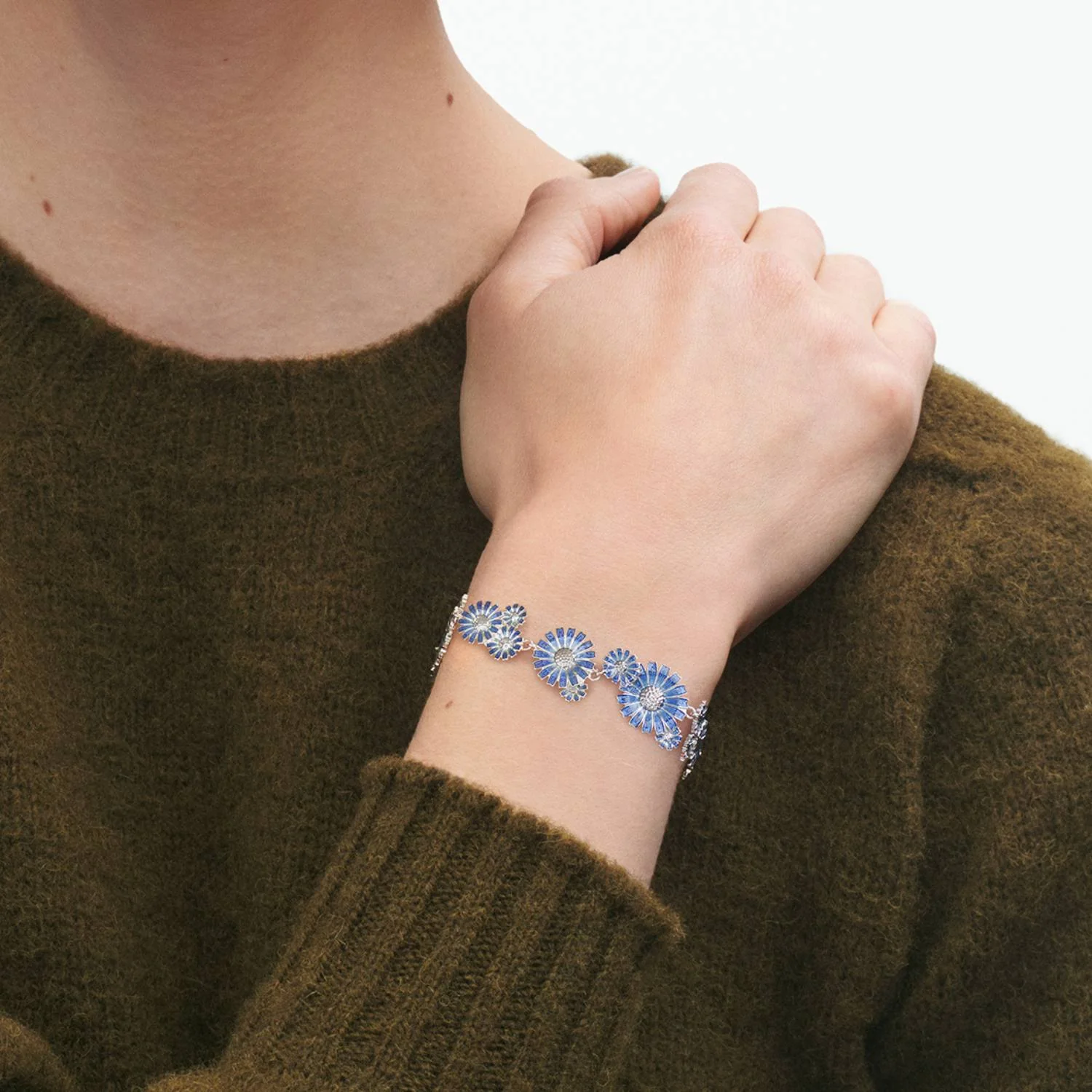 Georg Jensen - Daisy armbånd, blå emalje - Rhodineret sølv - Image 2