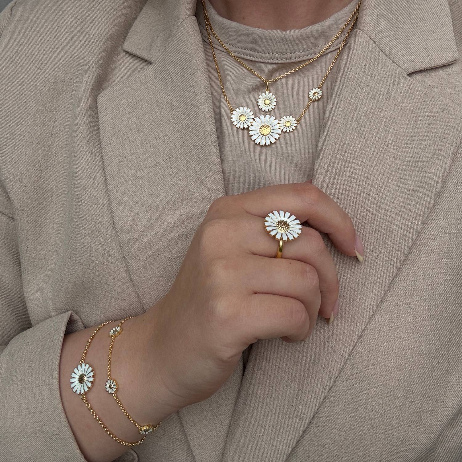 Georg Jensen - Daisy halskæde, 4 Flower - Forgyldt sølv - Image 3