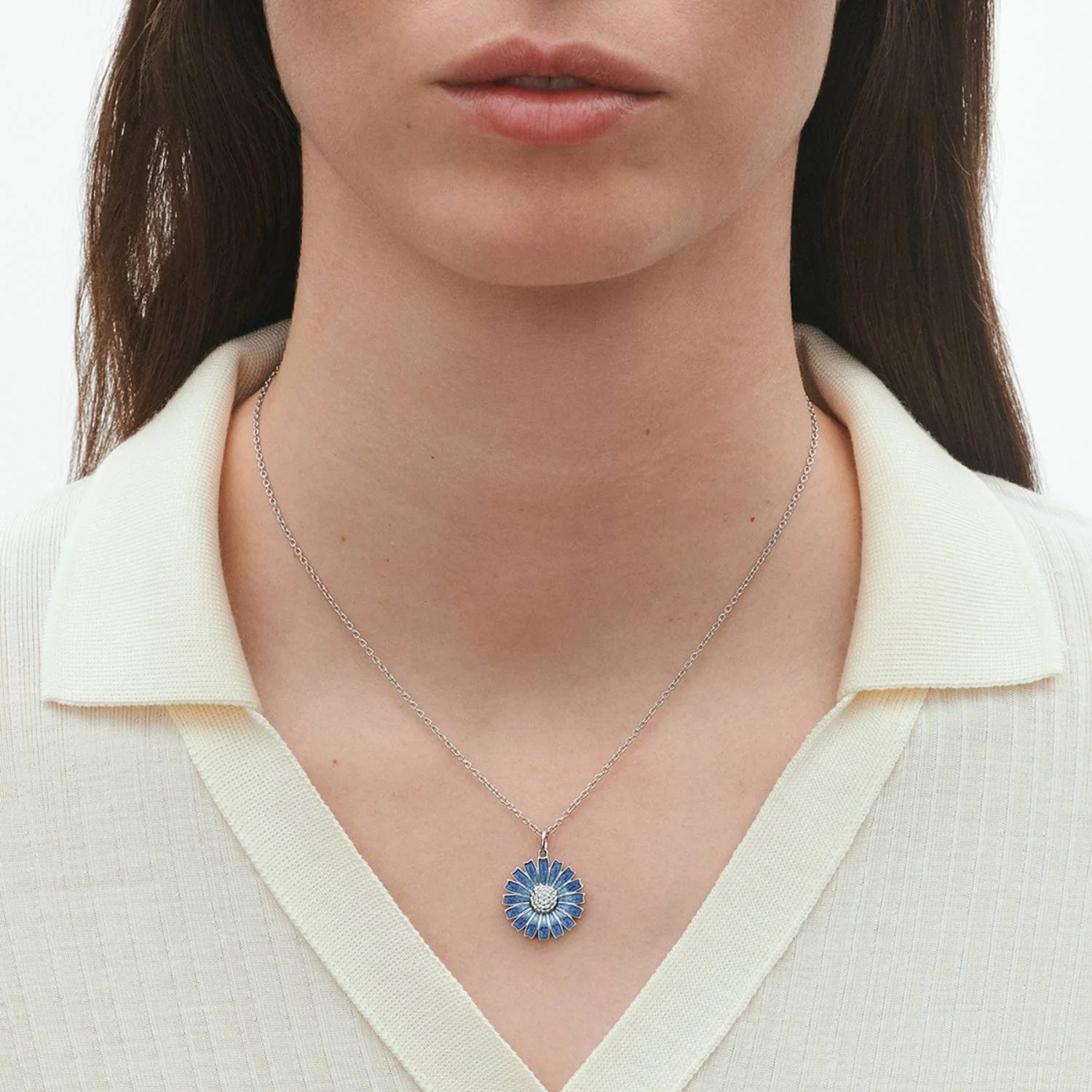 Georg Jensen - Daisy halskæde, blå - Sølv - Image 2