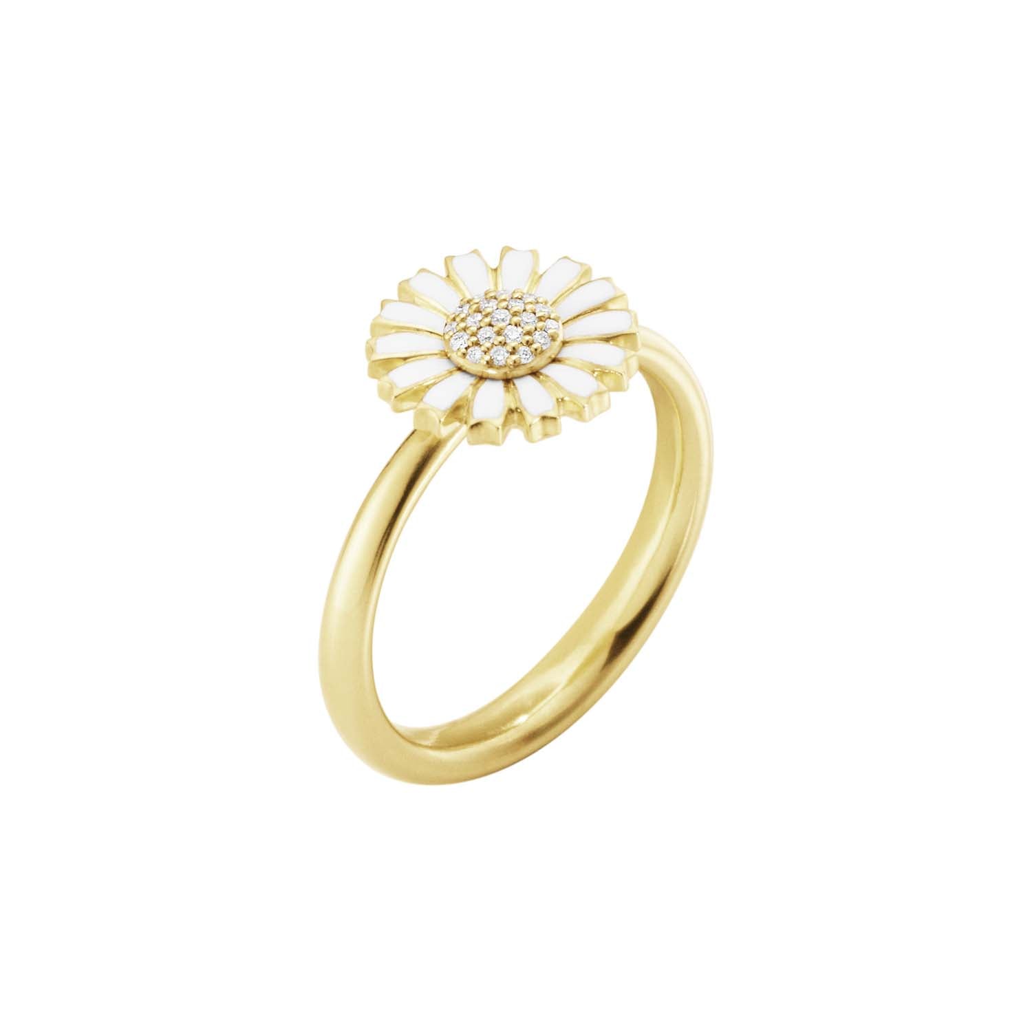 Georg Jensen - Daisy ring, 11mm/0,05 ct. tw/vs - Forgyldt sølv