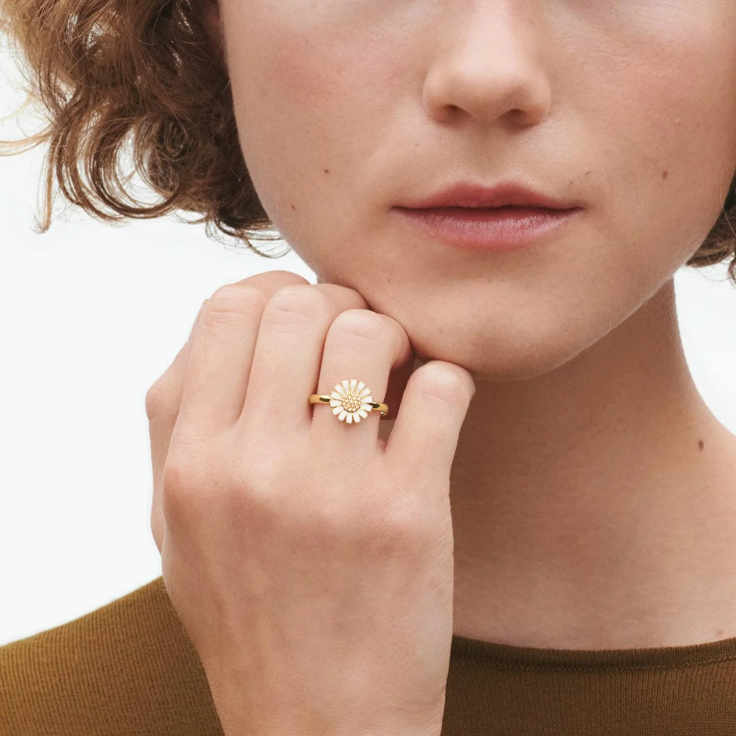 Georg Jensen - Daisy ring, 11mm/0,05 ct. tw/vs - Forgyldt sølv - Image 2