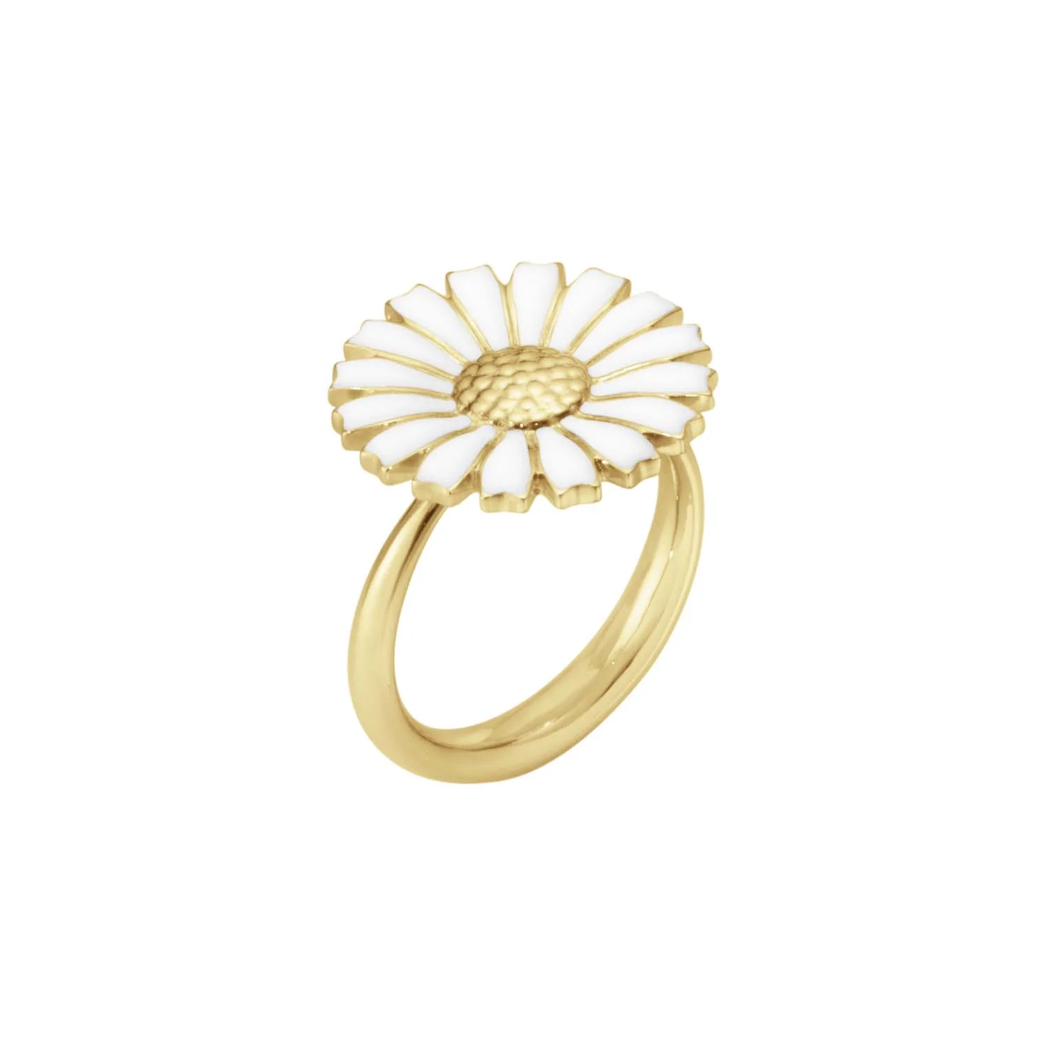 Georg Jensen - Daisy ring m. hvid emalje, 18 mm - Forgyldt sølv