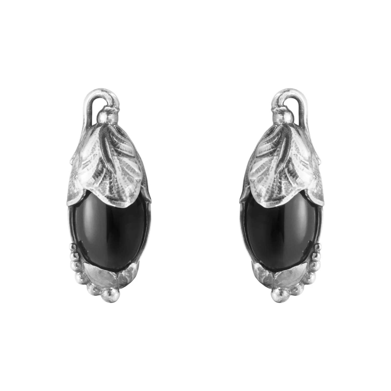 Georg Jensen - Heritage 2024 øreclips, onyx - Sølv