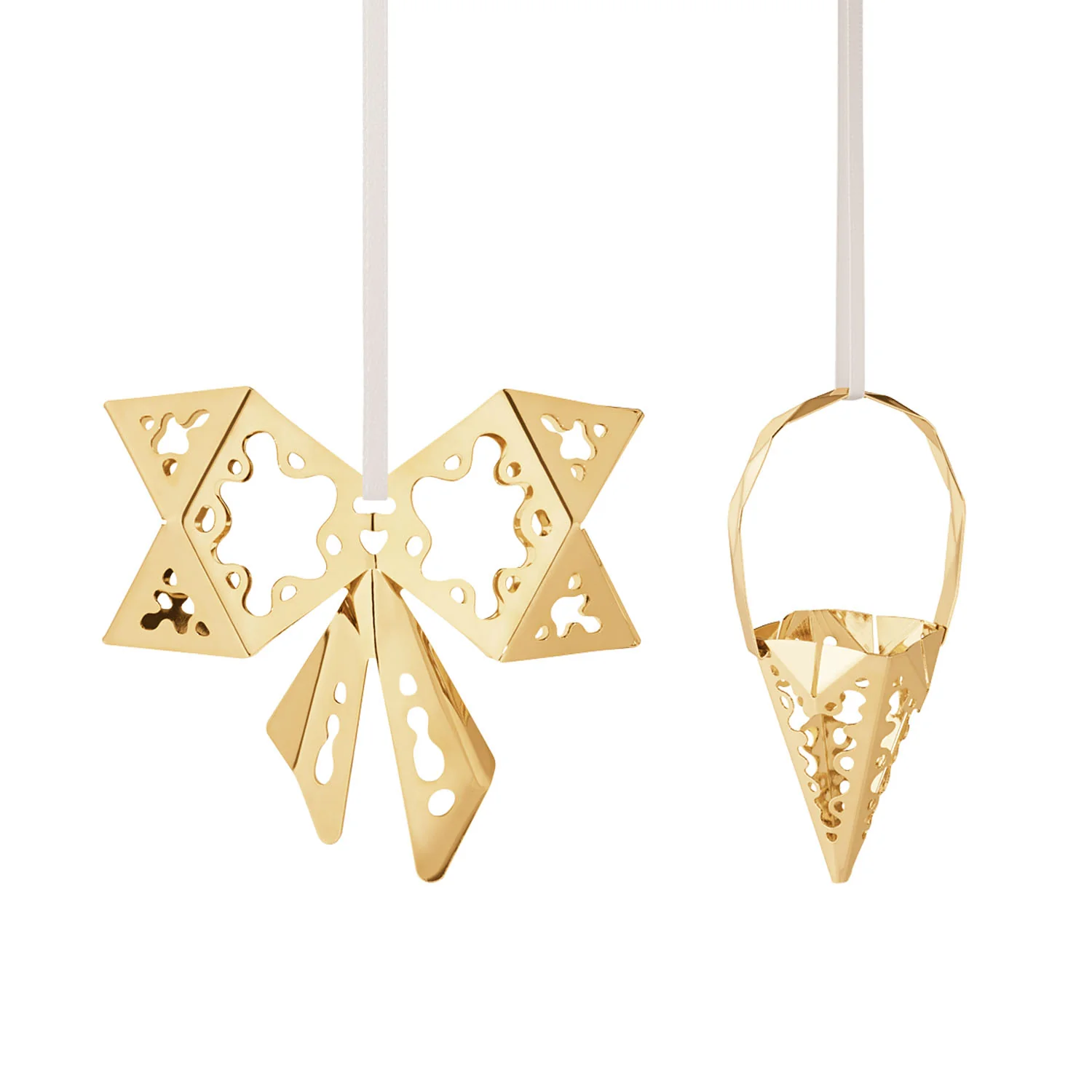 Georg Jensen - Juleornament 2022, sløjfe & kræmmerhus - guldbelagt