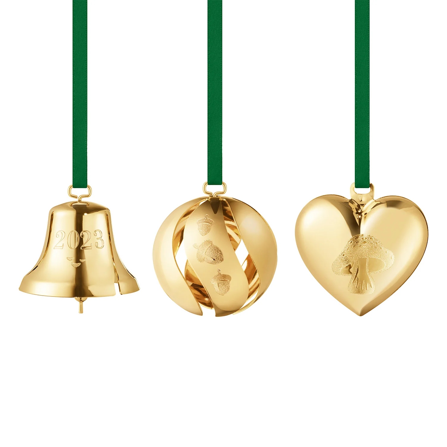 Georg Jensen - Julesæt 2023, hjerte, kugle, klokke - Forgyldt messing - Image 2
