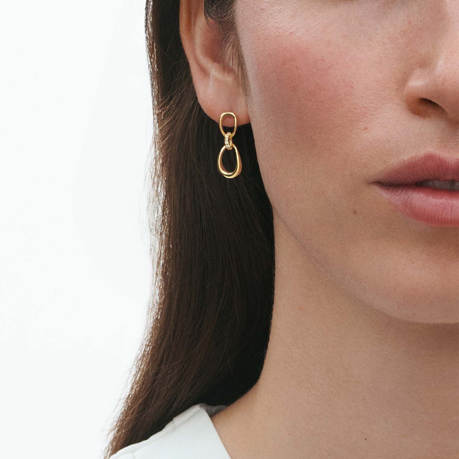 Georg Jensen - Offspring øreringe, 2 Loops/0,05 ct. tw/vs - 18 kt. guld - Image 3