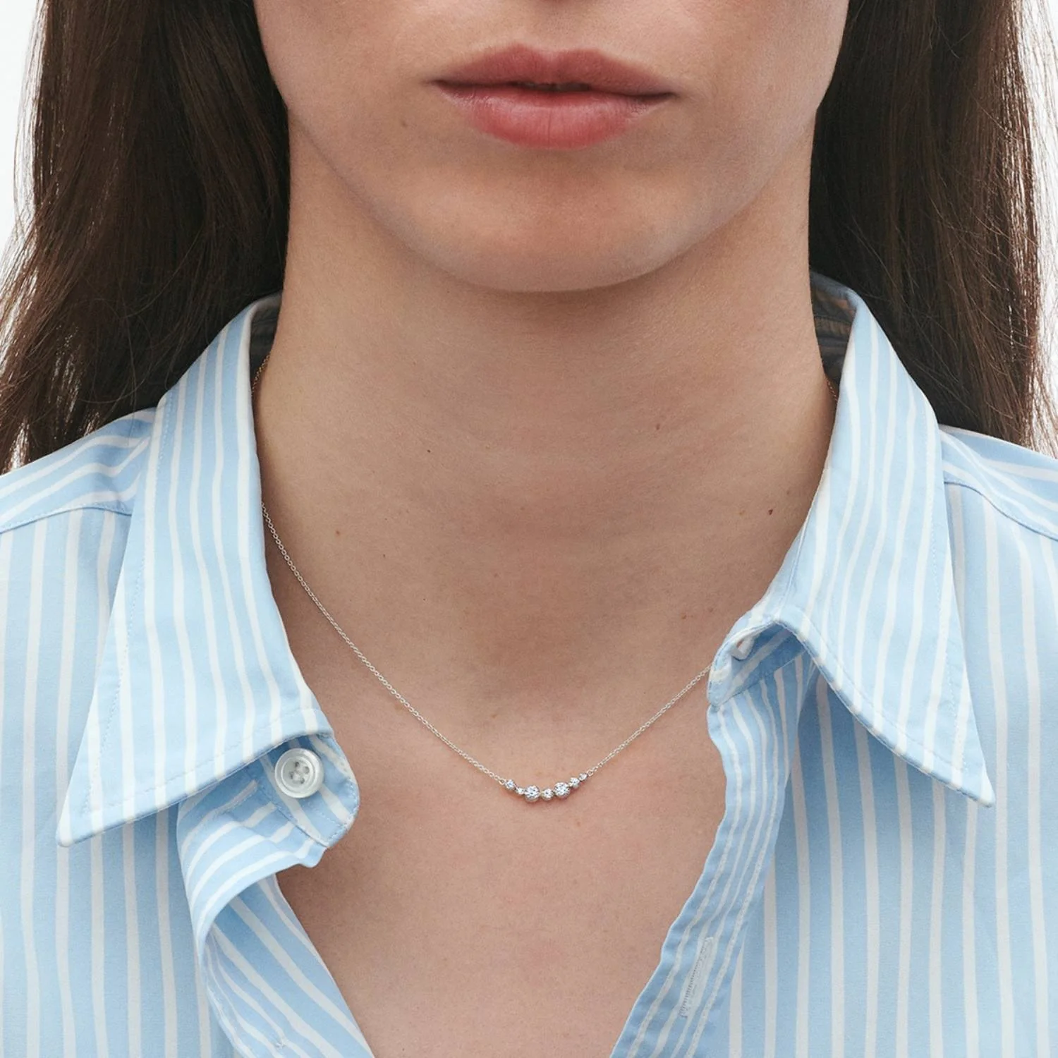 Georg Jensen - Signature halskæde, 0,22ct - 18 kt. hvidguld - Image 2