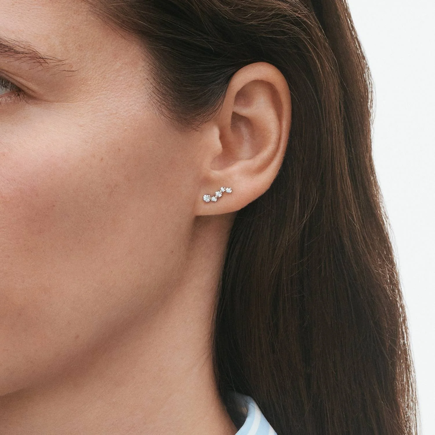 Georg Jensen - Signature ørestikker, 0,18ct - 18 kt. hvidguld - Image 2